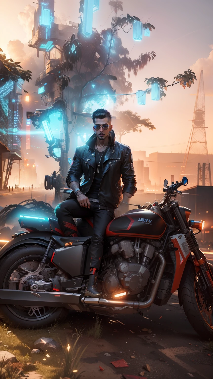 Change background cyberpunk handsome boy, realistic face, 8k, ultra realistic, 3d