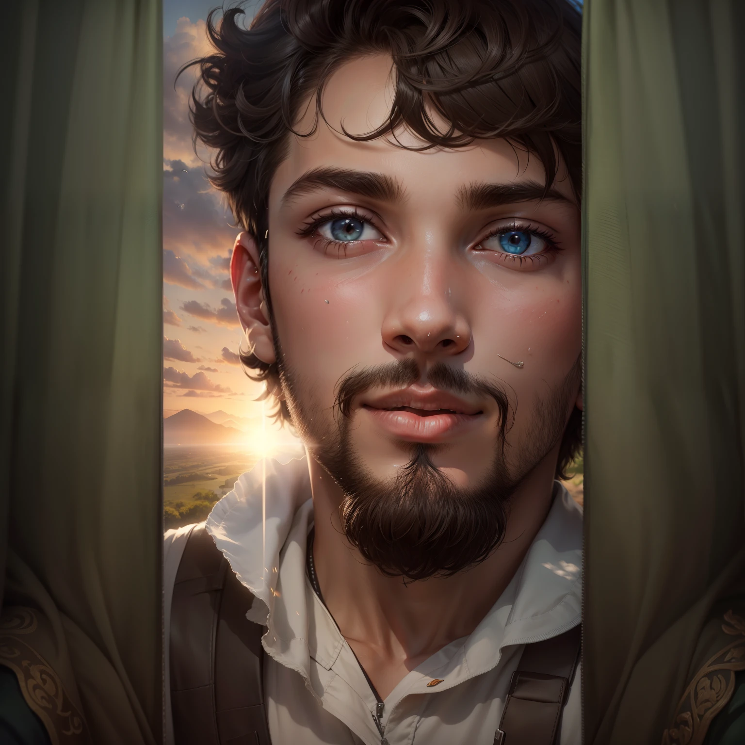 A boy selfie with wonderful nature, background view is wonderful with 8k graphics, realistic view