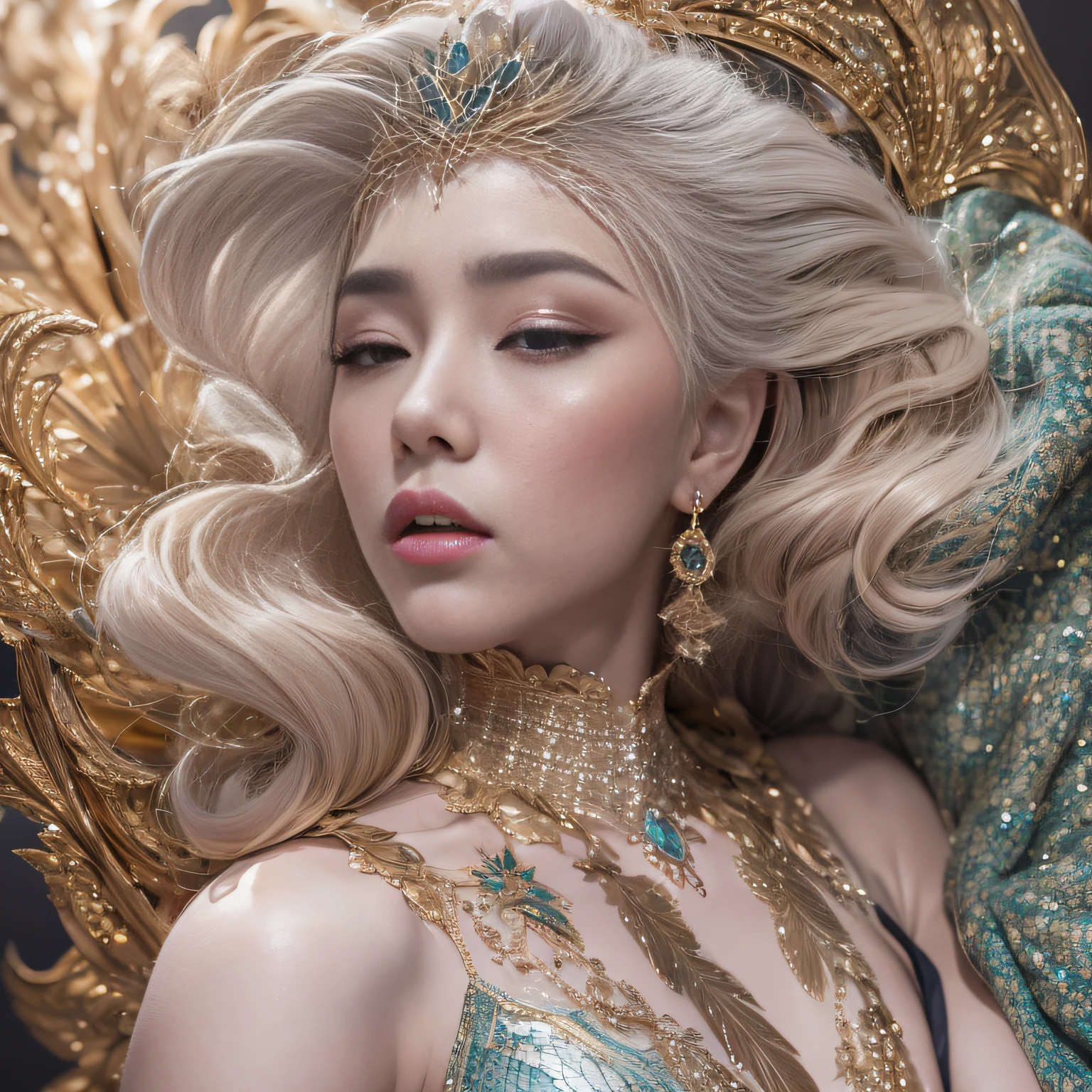 16k（tmasterpiece，k hd，hyper HD，16k）short detailed hair，Gold jewelry area in the back room，King Girl ，Silver Dragon Protector （realisticlying：1.4），Python pattern robe，Purple-pink tiara，Snowflakes fluttering，The background is pure，Hold your head high，Be proud，The nostrils look at people， A high resolution， the detail， RAW photogr， Sharp Re， Nikon D850 Film Stock Photo by Jefferies Lee 4 Kodak Portra 400 Camera F1.6 shots, Rich colors, ultra-realistic vivid textures, Dramatic lighting, Unreal Engine Art Station Trend, cinestir 800，Hold your head high，Be proud，The nostrils look at people