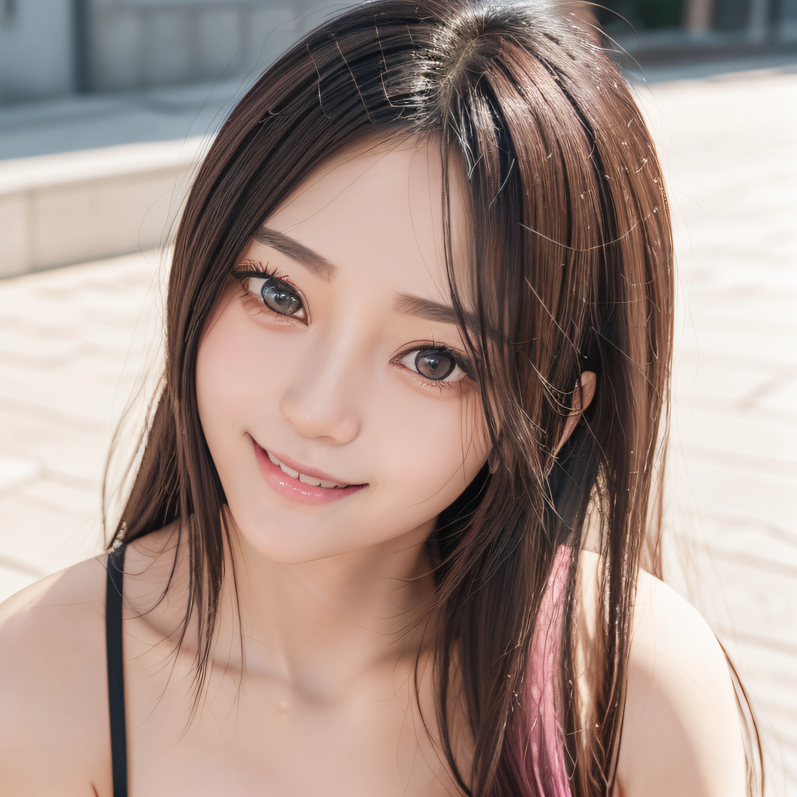 Close up of a smile with the corners of the mouth raised、Close up of a smile with the corners of the mouth raised、Close up of a smile with the corners of the mouth raised、close up of face、close up of face、close up of face、round and clear eyes、Shining eyes、Shining eyes、Cute 18 year old woman、(Big eyes、Akame、Shining eyes、Eye Gloss)(Smile with the corners of your mouth raised、Open lips、lipgloss)、(shorth hair、Silver-pink hair)、Spider-Man's pink wetsuit