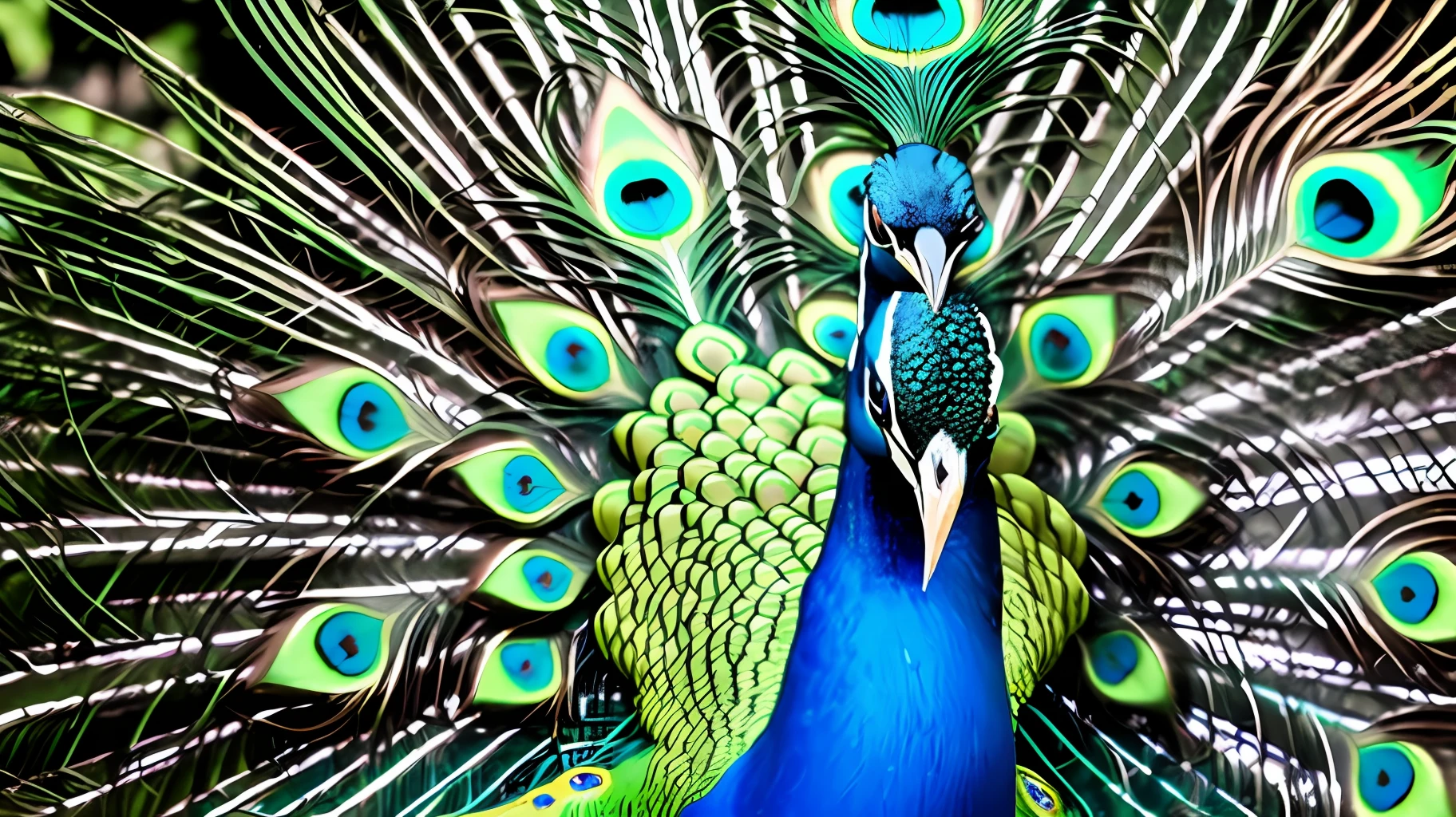 Peacock photo from the front.