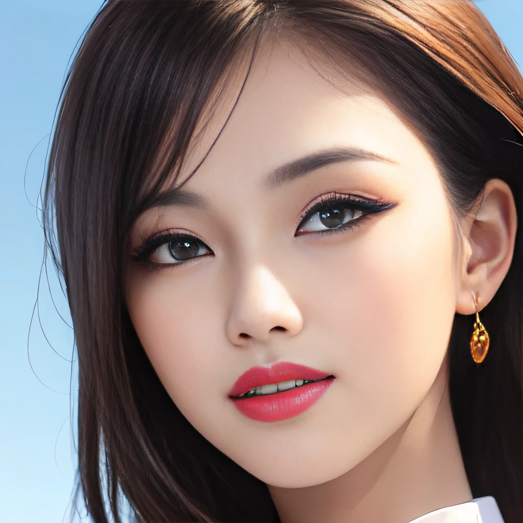 (8K, RAW Photos, of the highest quality, Masterpieces: 1.2), (Realistic, Photorealistic: 1.37), Highest Quality, Ultra High Resolution, light  leaks, Dynamic lighting, Slim and smooth, (Soft Saturation: 1.6), (Fair skin: 1.2), (Glossy skin: 1.1), Oiled skin, 22 years old, Night, shiny white blonde, Well-formed, Hair fluttering in the wind, up close shot, Physically Based Rendering, From multiple angles, A big smile, super girl、miniture,  dark purple eyeshadow, radiant lips, Look at viewers, Beautiful eyes