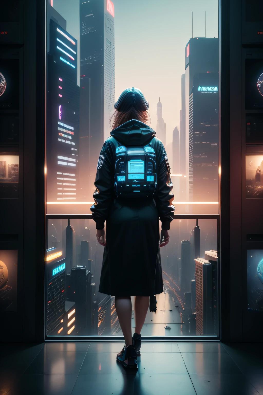 ((melhor qualidade)), ((realista)) (detalhado: 1.4) Create high-definition art that represents visual communication through a futuristic cityscape, Filled with screens and digital devices that transmit visual information, highlighting the power and influence of visual communication in today's society, 3D-rendering , Beeple e Tim Hildebrandt, Artgem e Beeple Masterpiece, Realismo | Bipe, Estilo Beeple, em estilo de bipe