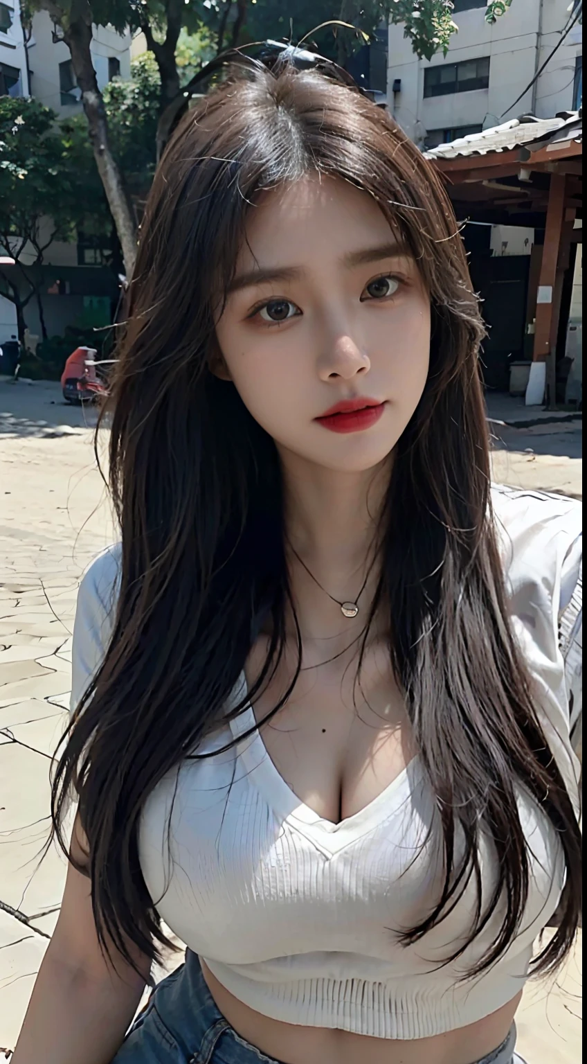 ultra detailed, highres, (realistic, photo-realistic:1.4), 8k, raw photo, (masterpiece), (best quality), physically-based rendering, Female college student, long brown hair, Korea, beach, looking, stocking, unbuttoned_white_shirt,
