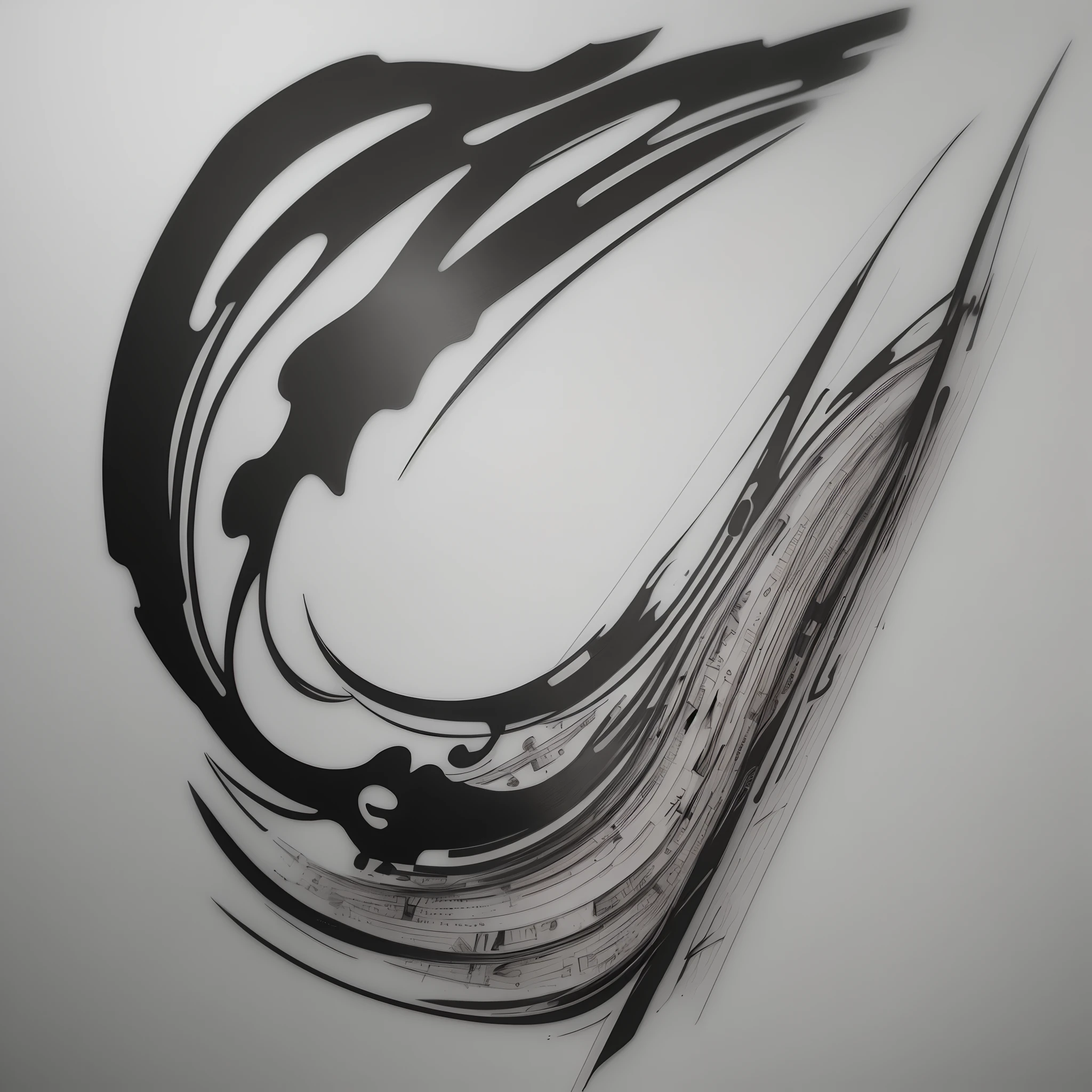 Abstract thick line tattoo on the ray arm