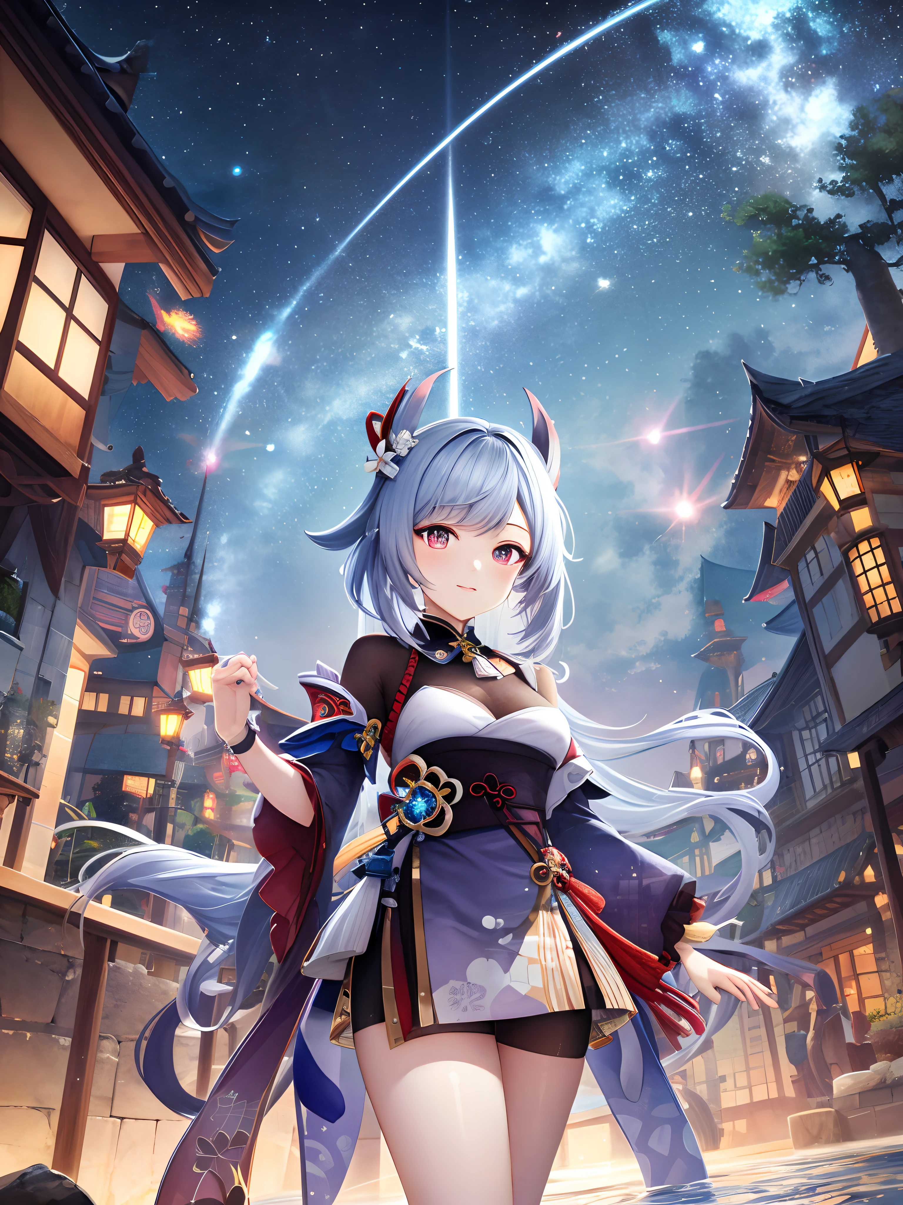 Genshin World Tree,starrysky,k hd,meteors,Reflective water surface