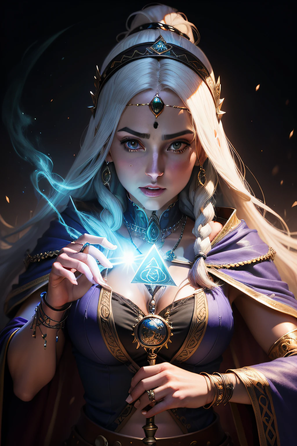 (extremamente detalhado+ultra-realistic) esoteric+Gypsy sorceress casting tarot cards