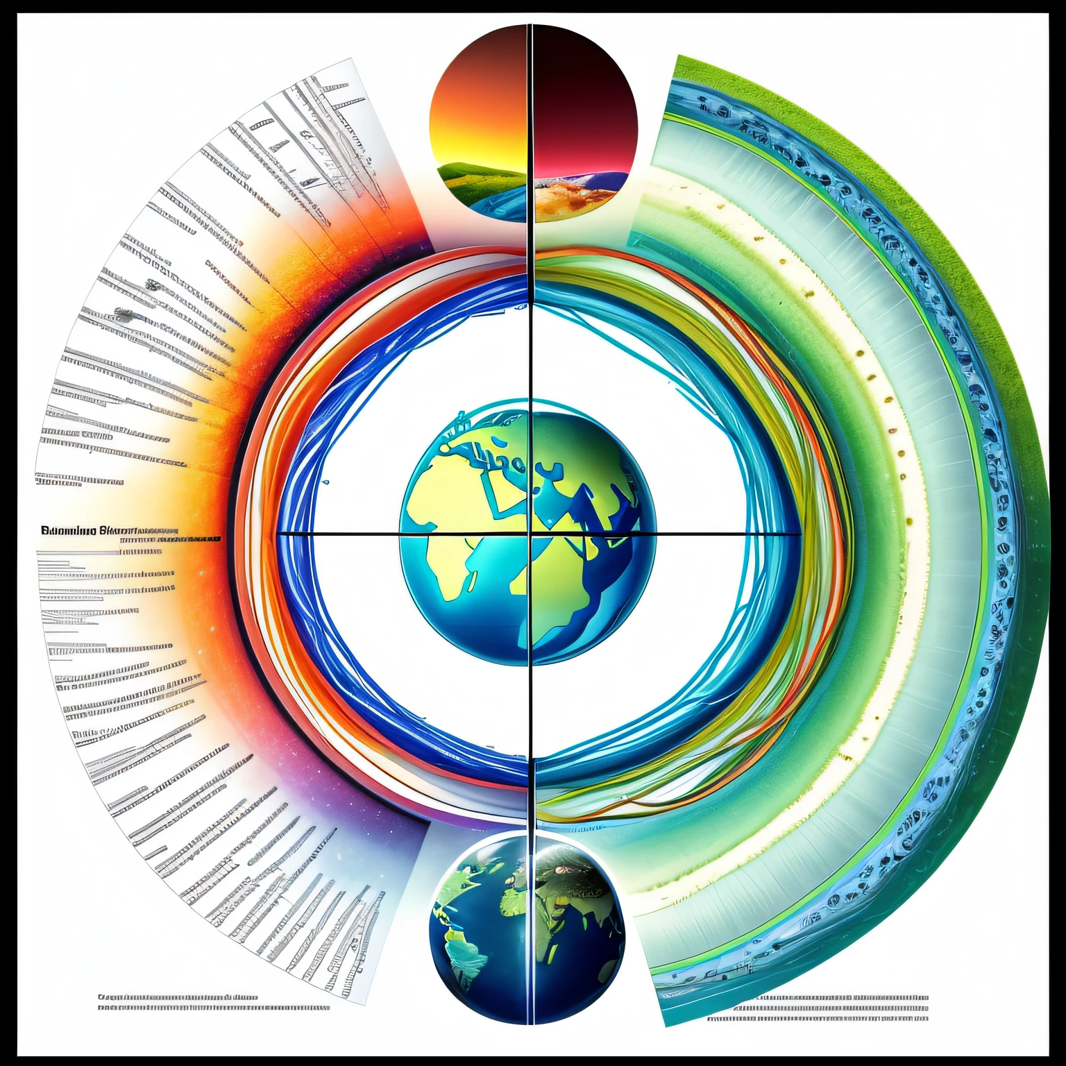 An image that shows elements related to different areas of knowledge, as a science, story, natureza, arte, etc