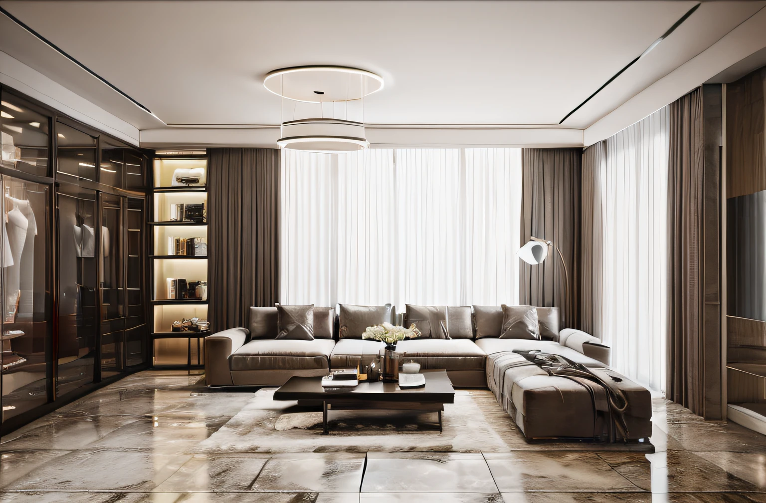 modern living room design, 1 floor carpet, high-rise plaster ceiling, 1 white curtain with glass wall, ceramic floor, luxury, surreal, 8k resolution, render vray, rendered by unreal engineer 8k, best quality, super product, masterpiece, super detailed, extremely detailed, (masterpiece), (best quality), cinematic lighting, sharp focus,
4k, high-res, masterpiece, best quality, sharp focus, neoclassic