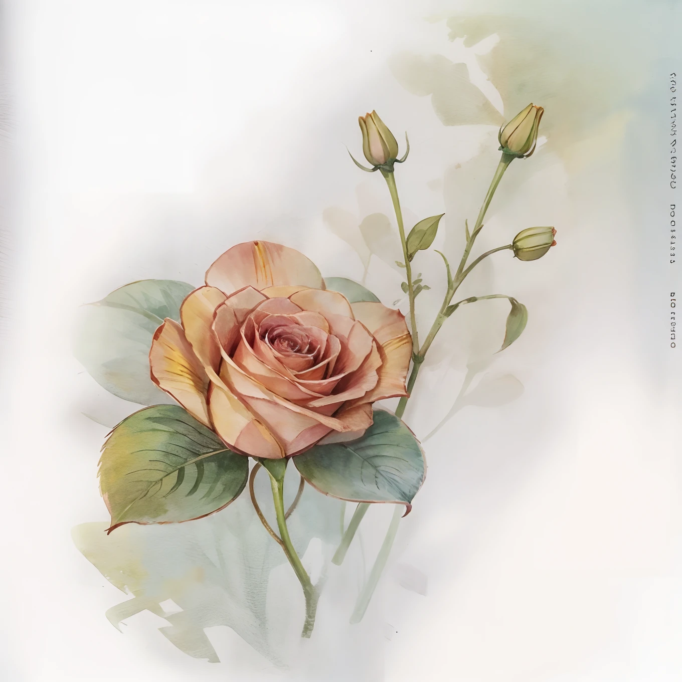 watercolor, illustrations, decorated with roses and lilies, the paper base is a white background,