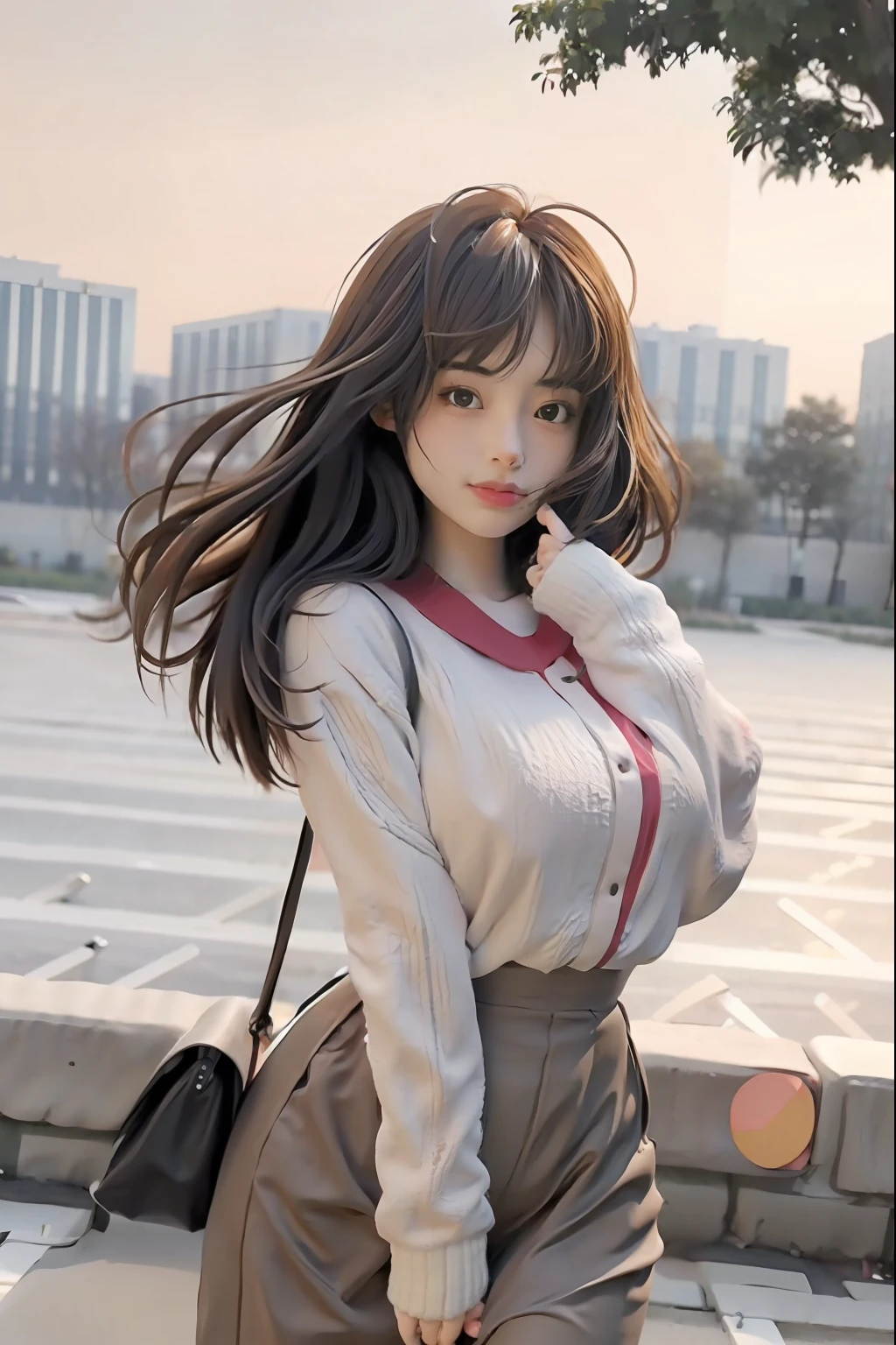 （8k， best qualtiy， tmasterpiece： 1.2）， （realisticlying， realisticlying： 1.37）， ultra - detailed， best qualtiy， 超高分辨率， profesional lighting， photon maping， Radio City， physically-based renderingt， cinmatic lighting ， basketball playground， depth of fields， focal， rays of sunshine， well-composed， （bokeh： 1.2）， 1 rapariga， （full bodyesbian）， （Bigchest：3.0；Keep one's mouth shut）， beautidful eyes， lewd poses， shrinks， Basketball Uniforms， brunette color hair， messy  hair， Long hair blowing in the wind，（Ulzzang-6500：1.2） Mix 4， HIQCGbody