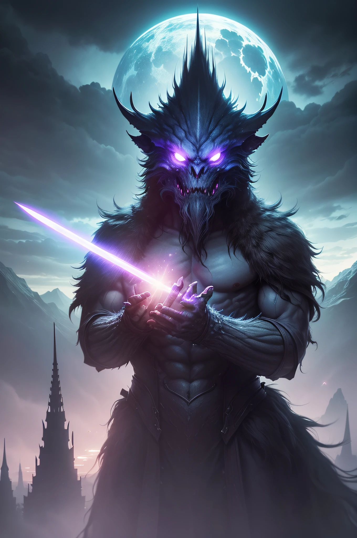 masterpiece, best quality, light particle, depth of field, , field, scenery, fantasy, , red light, blue light, far away, no humans, pastel colors, chromatic aberration abuse, dark, cloudy sky, space, blue aura, aura, cinematic, dark atmosphere, day, dark hole, glowing eyes, purple light, illumination, sword, floating object, monster, creature
Negative prompt: watermark, text, error, blurry, jpeg artifacts, cropped, worst quality, low quality, normal quality, jpeg artifacts, signature, watermark, username, artist name, (worst quality, low quality:1.4), bad anatomy, ugly, poorly drawn, bad hand
Steps: 28, Sampler: DPM++ 2M Karras, CFG scale: 7, Seed: 1885814933, Size: 1365x768