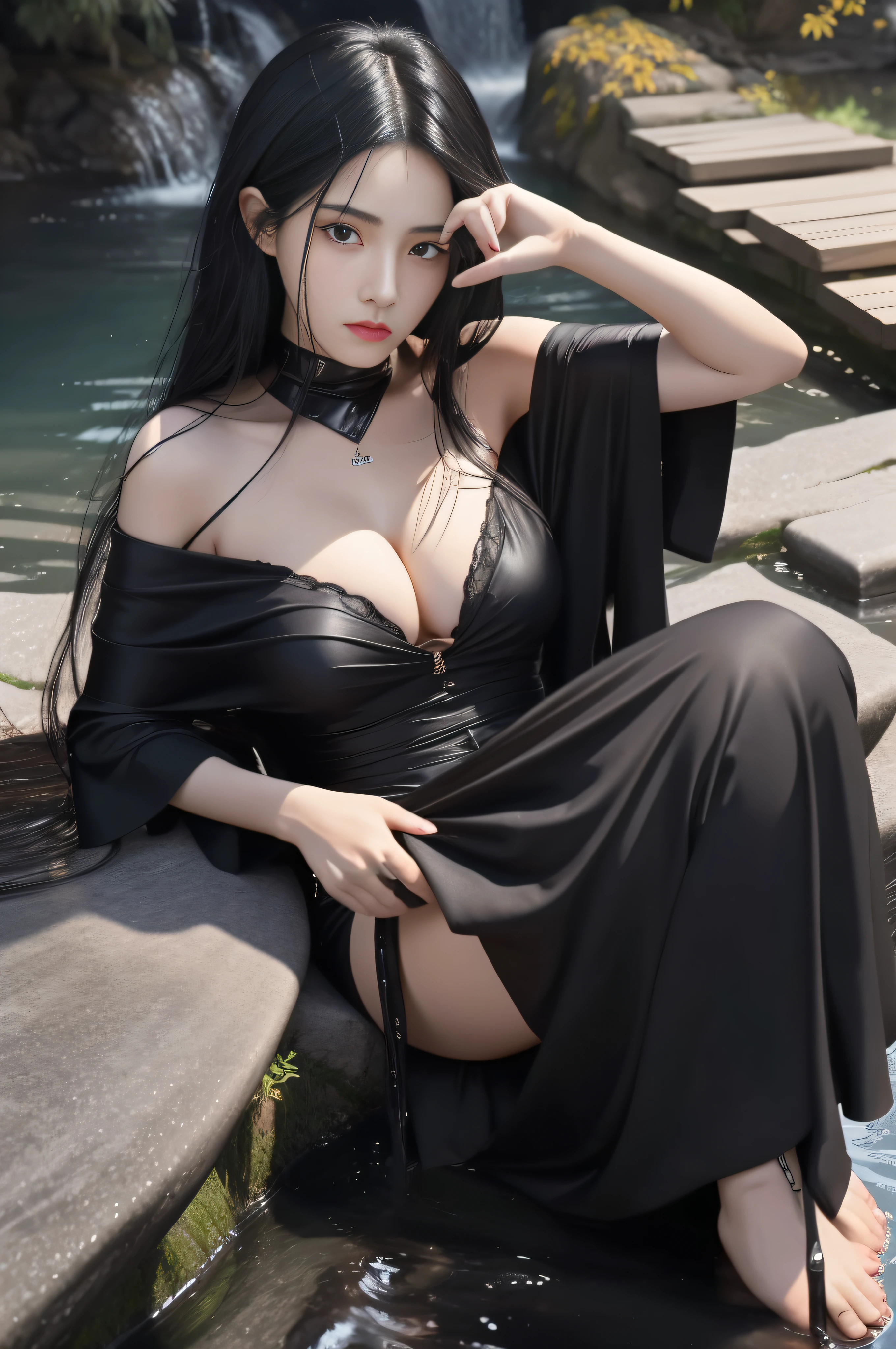 2.Her jet-black hair hung down her shoulders,Smooth as a black waterfall
slippery,The face is dignified and beautiful,The eyes are like autumn water,gesture
between,Exudes an unconcealed elegance,The whole person looks extraordinary
vulgar,A thousand flavors。