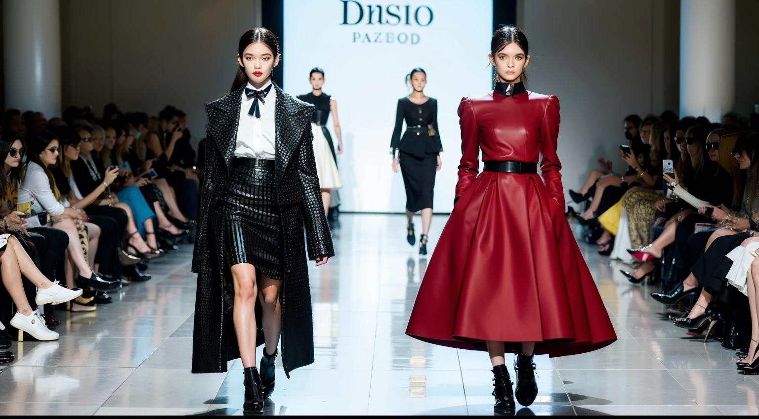 um desfile de moda conceitual, Temporada DIOR, Trends of fashion influencers, pessoas normais urbanas, Trend in Fashio magazine