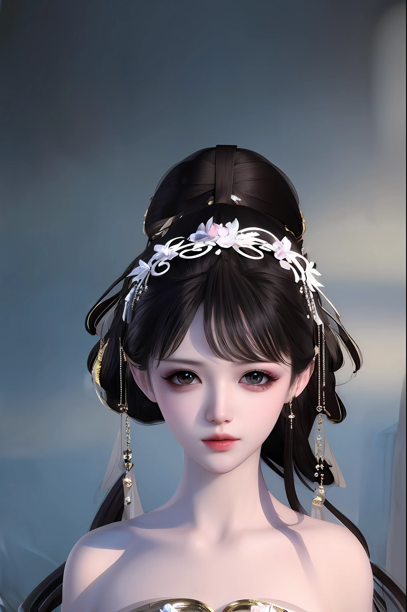 （tmasterpiece，best qualtiy），1 beautiful girl、Nice face、Beautiful big eyes，Blank background