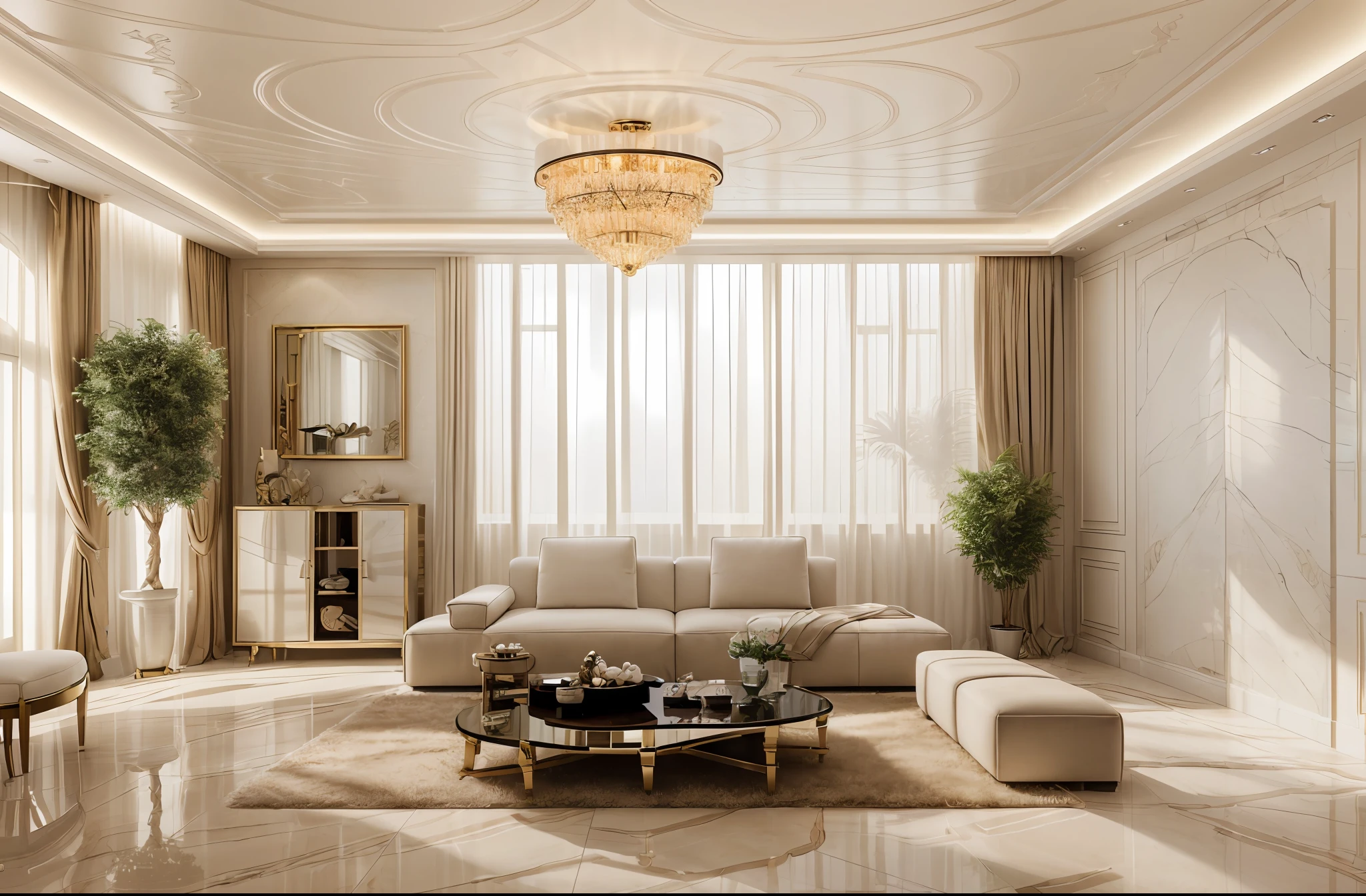 (masterpiece), (best quality), cinematic light, sharp focus, 4k, high resolution, masterpiece, best quality, sharp focus, cinematic light, natural light natural, daylight, ((neoclassical living room scene:1.2)), modern living room, (realistic), (masterpiece), super detailed, surreal, (full detail) , (high quality), (8k), (4k), daylight, mural, walnut floor, (decorative ceiling light: 1.1), pure white ceiling, creamy white room, ((afternoon light): dark:1,1)