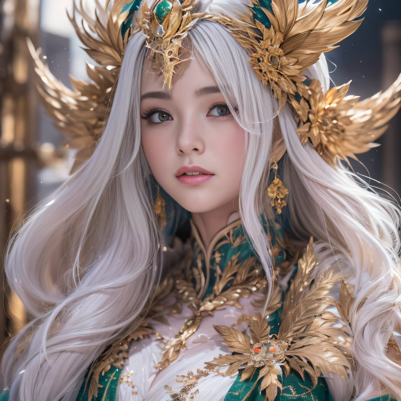 16k（tmasterpiece，k hd，hyper HD，16k）short detailed hair，Gold jewelry area in the back room，King Girl ，Silver Dragon Protector （realisticlying：1.4），Python pattern robe，Purple-pink tiara，Snowflakes fluttering，The background is pure，Hold your head high，Be proud，The nostrils look at people， A high resolution， the detail， RAW photogr， Sharp Re， Nikon D850 Film Stock Photo by Jefferies Lee 4 Kodak Portra 400 Camera F1.6 shots, Rich colors, ultra-realistic vivid textures, Dramatic lighting, Unreal Engine Art Station Trend, cinestir 800，Hold your head high，Be proud，The nostrils look at people