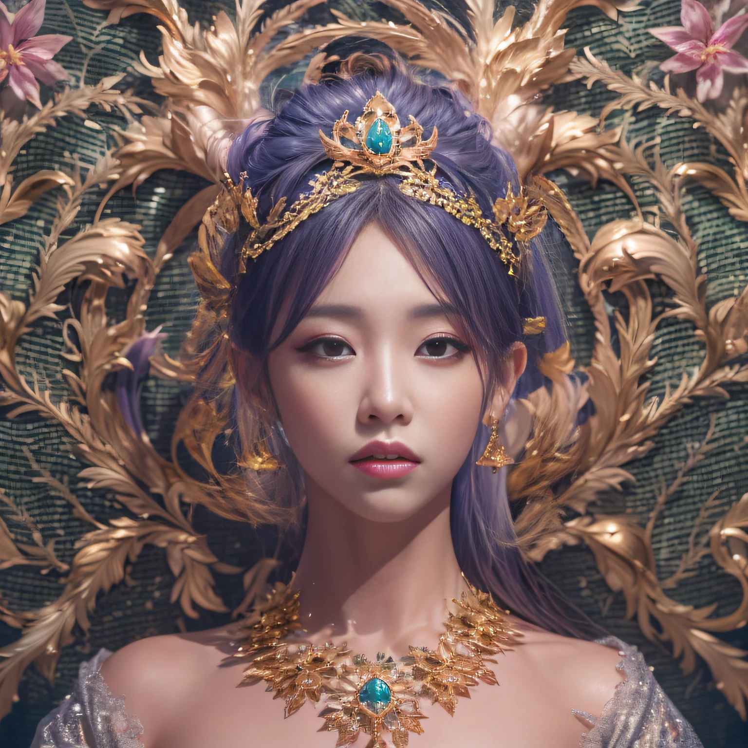 16k（tmasterpiece，k hd，hyper HD，16k）short detailed hair，Gold jewelry area in the back room，Flame Girl ，Dao Lang Protector （realisticlying：1.4），Python pattern robe，Purple-pink tiara，Snowflakes fluttering，The background is pure，Hold your head high，Be proud，The nostrils look at people， A high resolution， the detail， RAW photogr， Sharp Re， Nikon D850 Film Stock Photo by Jefferies Lee 4 Kodak Portra 400 Camera F1.6 shots, Rich colors, ultra-realistic vivid textures, Dramatic lighting, Unreal Engine Art Station Trend, cinestir 800，Hold your head high，Be proud，The nostrils look at people