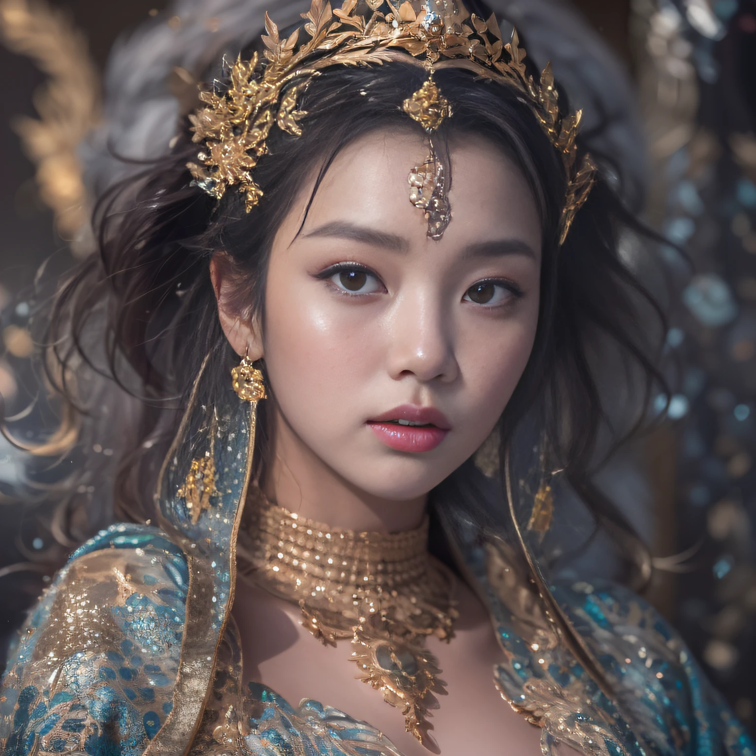 16k(tmasterpiece,k hd,hyper HD,16k)short detailed hair,Gold jewelry area in the back room,Flame Girl ,Dao Lang Protector (realisticlying:1.4),Python pattern robe,Purple-pink tiara,Snowflakes fluttering,The background is pure,Hold your head high,Be proud,The nostrils look at people, A high resolution, the detail, RAW photogr, Sharp Re, Nikon D850 Film Stock Photo by Jefferies Lee 4 Kodak Portra 400 Camera F1.6 shots, Rich colors, ultra-realistic vivid textures, Dramatic lighting, Unreal Engine Art Station Trend, cinestir 800,Hold your head high,Be proud,The nostrils look at people