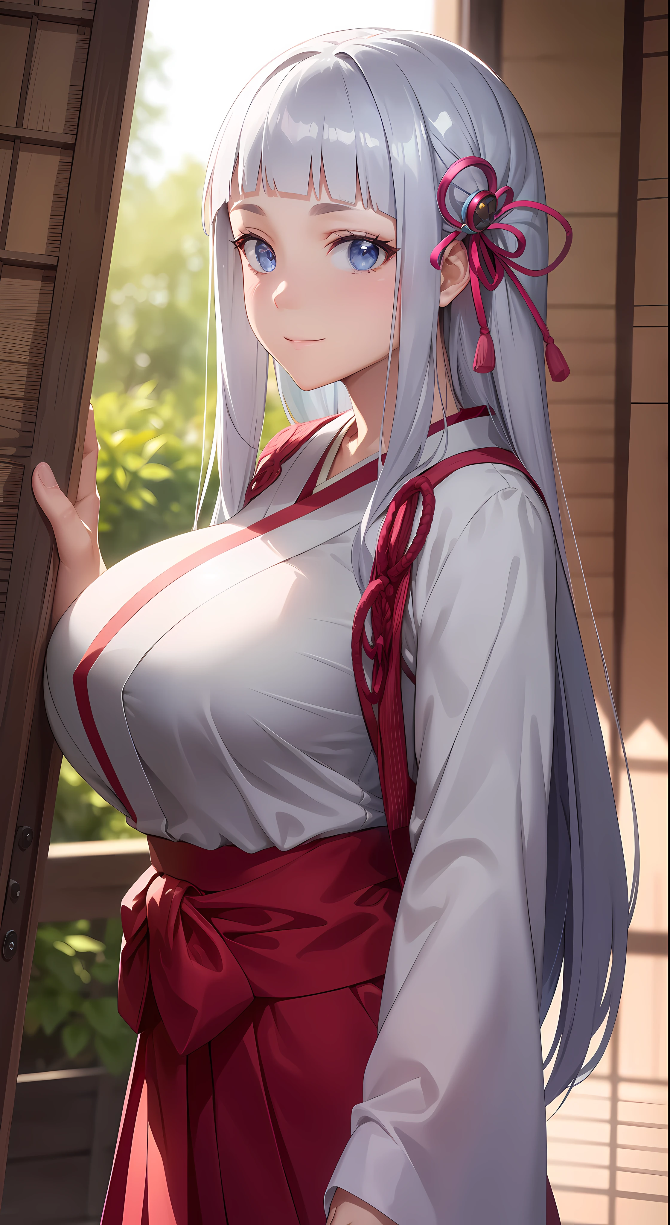 hair ornament, very long hair, japanese clothes, professional artwork, Intricate Details, field of view, sharp focus, detailed painting, photorealistic lighting, trending on pixiv, Standing at attention, ((large breasts:1,3)), Beautiful body,Beautiful Nose,Beautiful character design, perfect eyes, perfect face, looking at viewer, SFW,official art,extremely detailed CG unity 8k wallpaper, perfect lighting,Colorful, Bright_Front_face_Lighting, (masterpiece:1.0),(best_quality:1.0), ultra high res,4K,ultra-detailed, photography, 8K, HDR, highres, absurdres:1.2, Kodak portra 400, film grain, blurry background, bokeh:1.2, lens flare, (vibrant_color:1.2), shikkoku_yorihime, (seductive look), ((looking at viewer, front body pose))