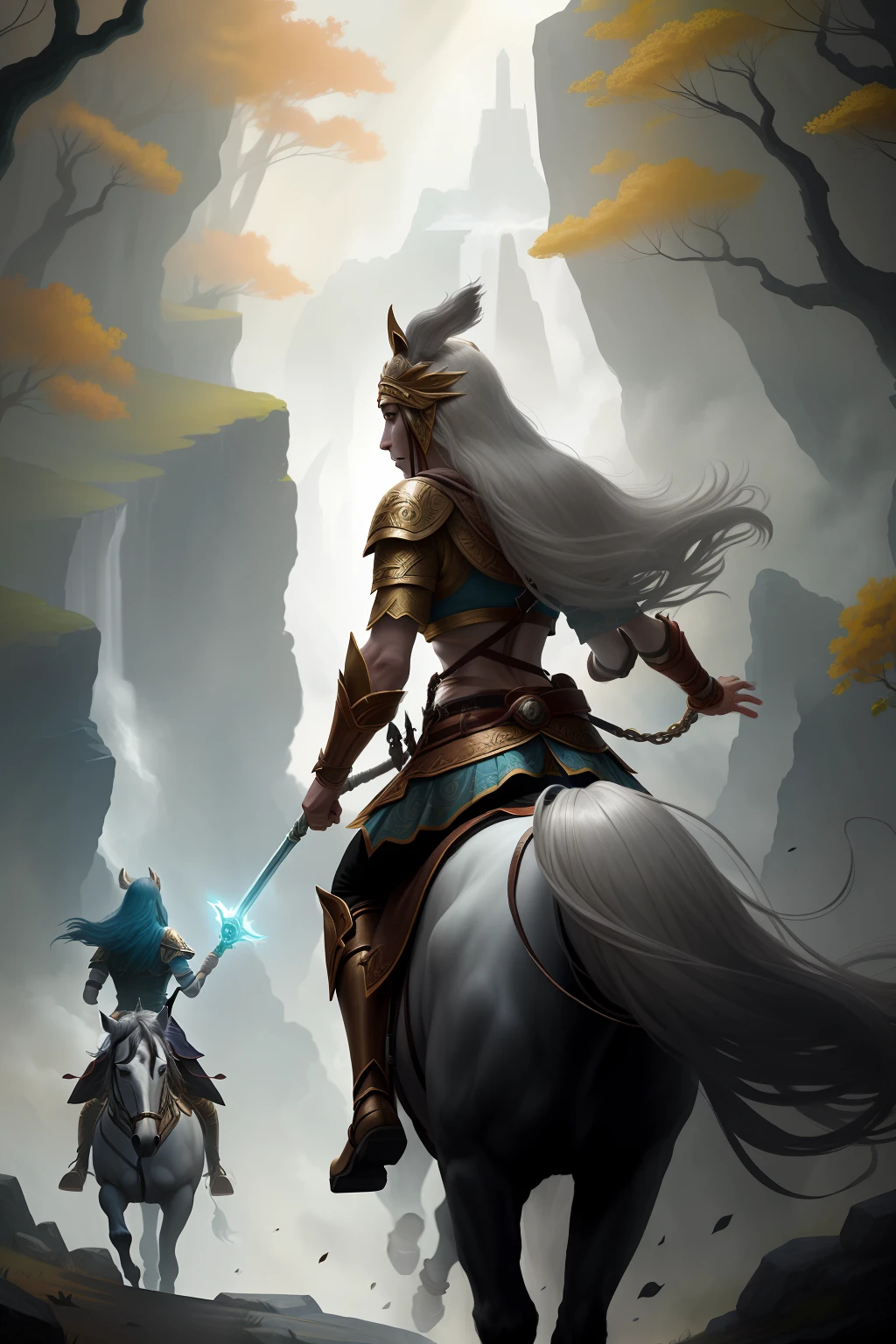 Two warriors followed Freya, the goddess on horseback