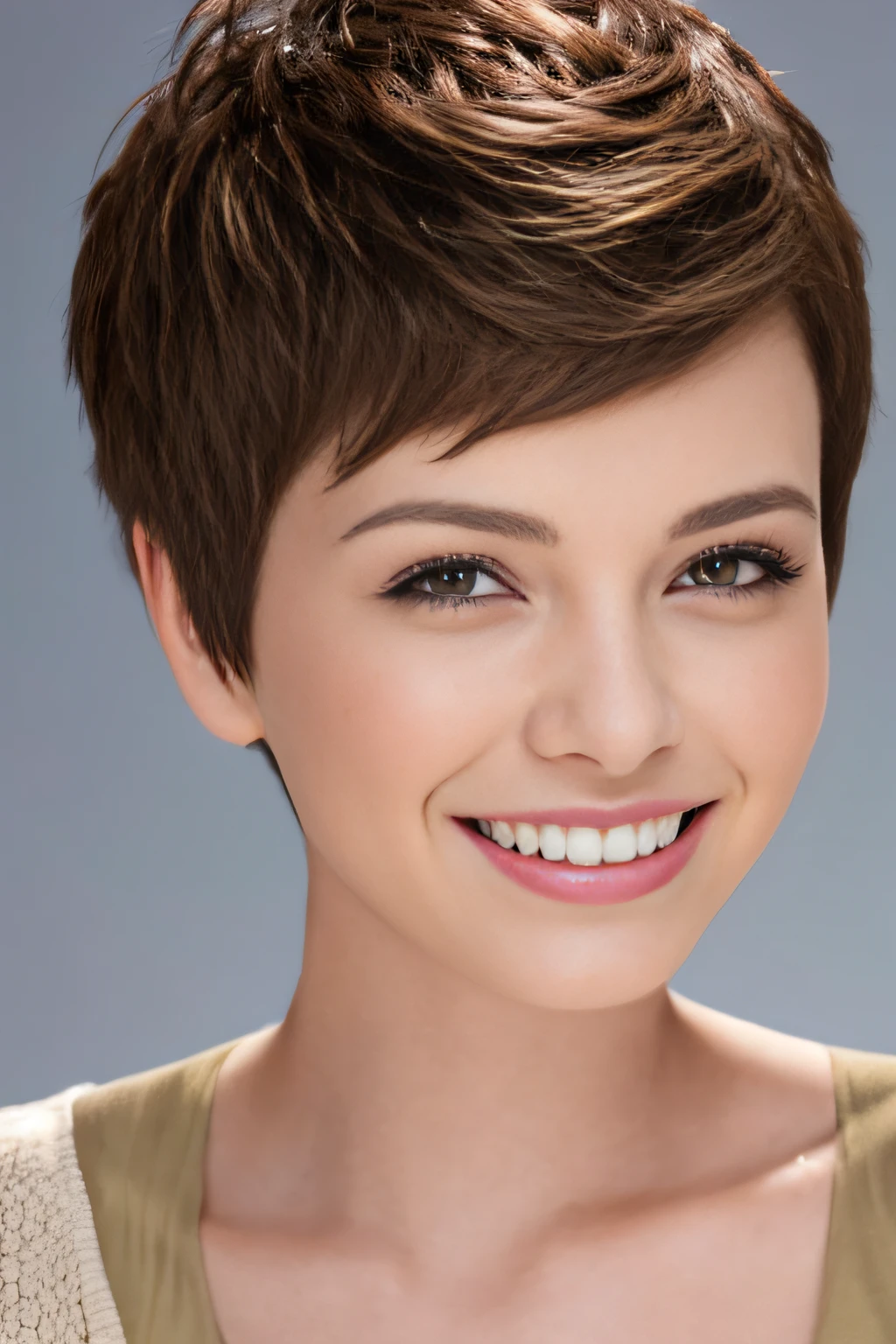 a pixie cut　A smile