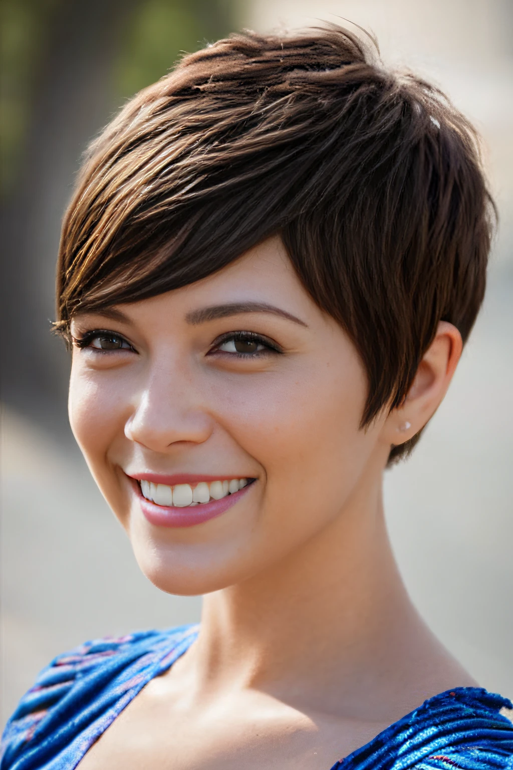 a pixie cut A smile