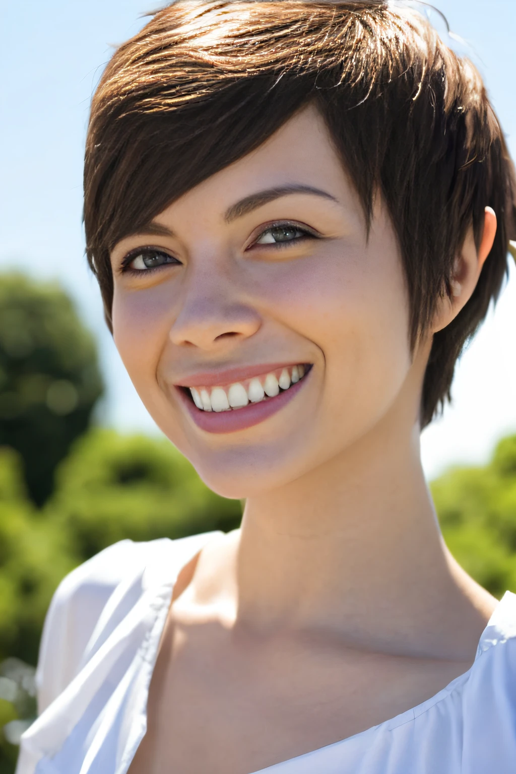 a pixie cut　A smile