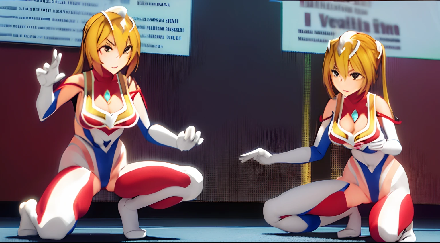 (Masterpiece, Best quality) Detailed, character sheets, Many items (The same person, Ultra beam, Red_Pedras preciosas_On_chest, black_Pedras preciosas_On_chest, Arms, Legs, Many parts), Ultramandina, 1girll, Serious, V-shaped eyebrows, on one knee, tentaculata,Full of details.