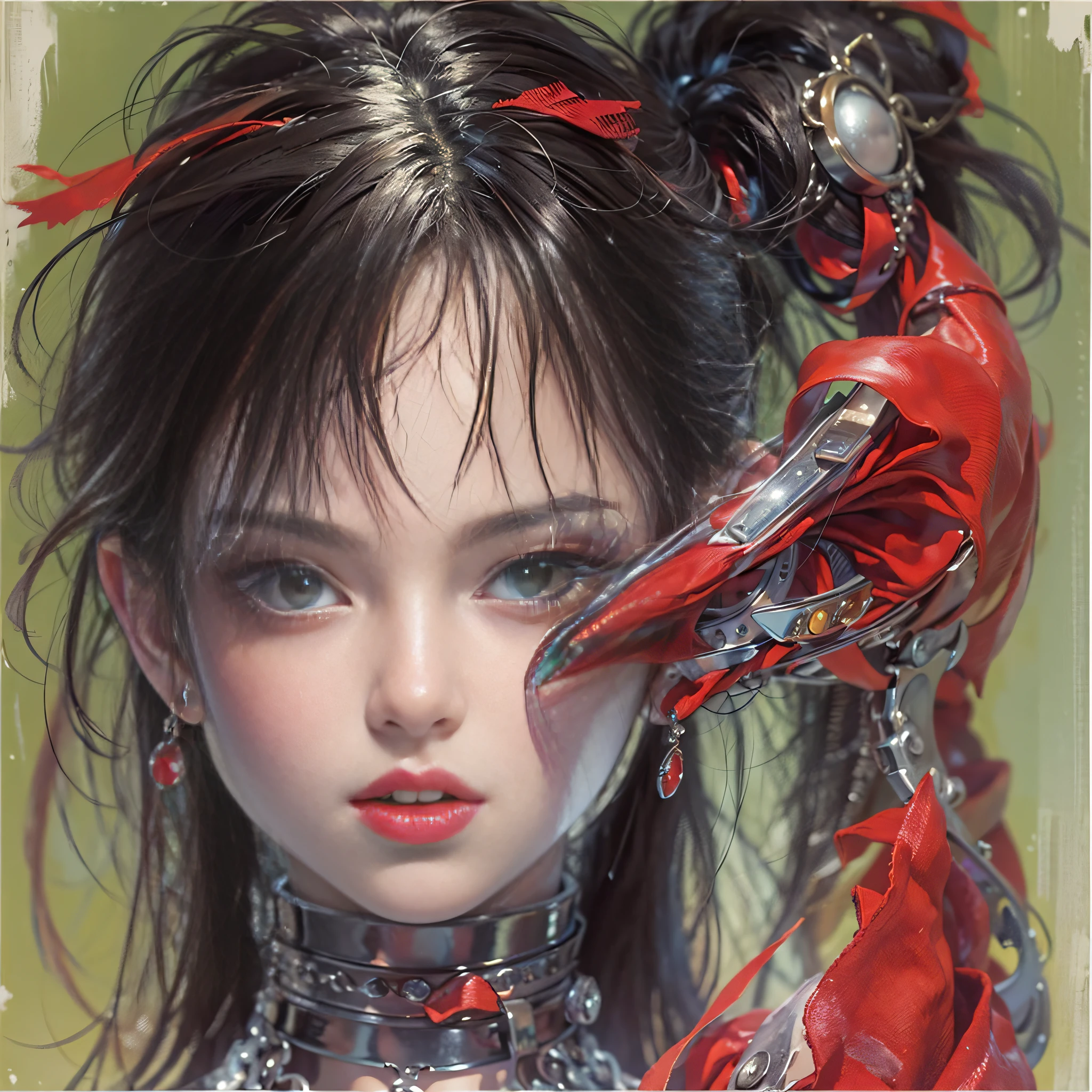 ((masterpiece:1.4)、(top-quality:1.4)、(reallistic:1.7))、Dirty pair、Yuri and Kay、Sexy Daughter、Girl in a duo、latex shiny、By Luis Royo、age19、Super Ultra Ultra Bikini、Looking Back Beauty、Outstanding style、Slender Abs、beauty legs、Beautiful ass、A detailed eye、beautidful eyes、Raw photo、red-lips、Red high heels、a choker、a necklace、耳Nipple Ring、