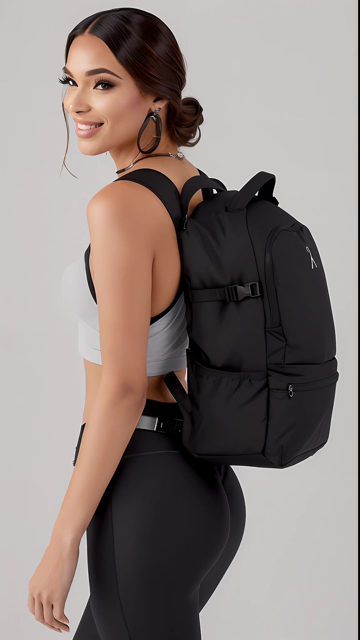 mulher linda araFed em uma regata e legging preta com uma mochila, (((defined buttocks))) uma mochila, com uma mochila, mochila, o homem tem uma mochila, 2 b, 2b, F / 2 0, F/2 8, com dois bolsos Frontais, Directed by: Dennis Flanders, Minimalista moderno F 2 0 limpo, F / 3 2, por Randy Post, saco sobre a cintura