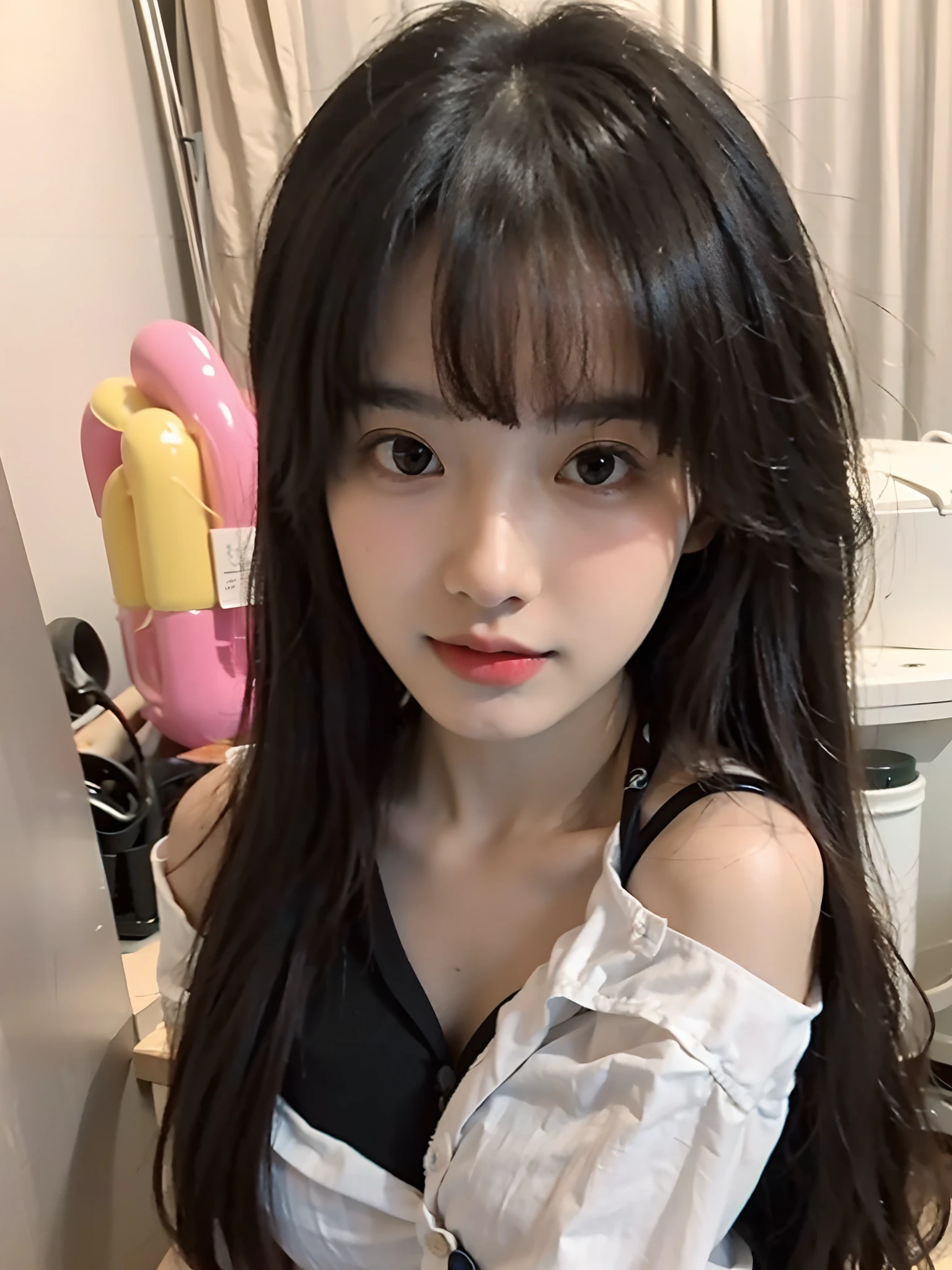 (Large breast:1.4),(compete swimsuit:1.4),(Best quality,masterpiece,ultra high res,(photorealistic:1.4),1girl,(:1.4),(partially unbuttoned:1.5),
