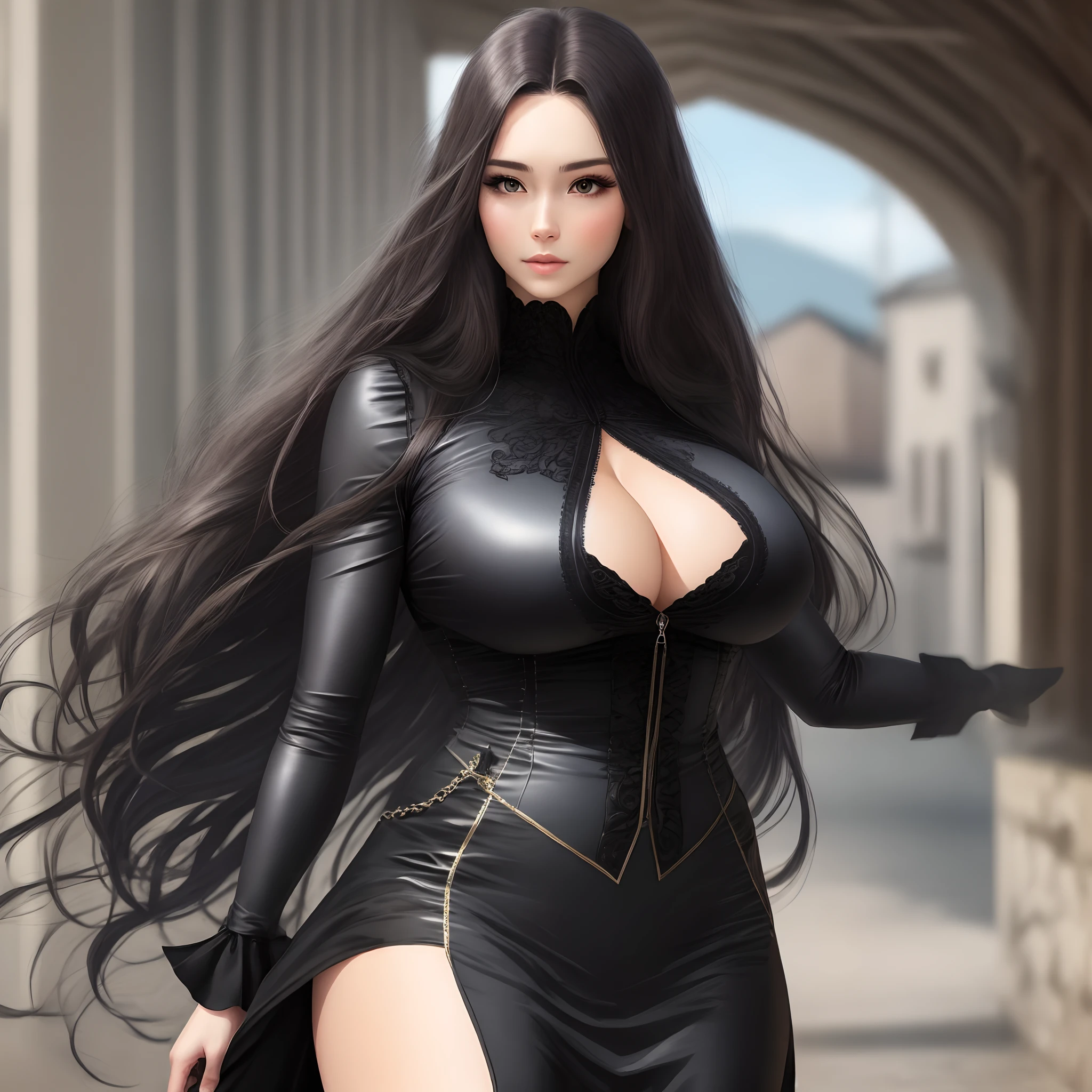 Long hair, big breasts, real man, black silk