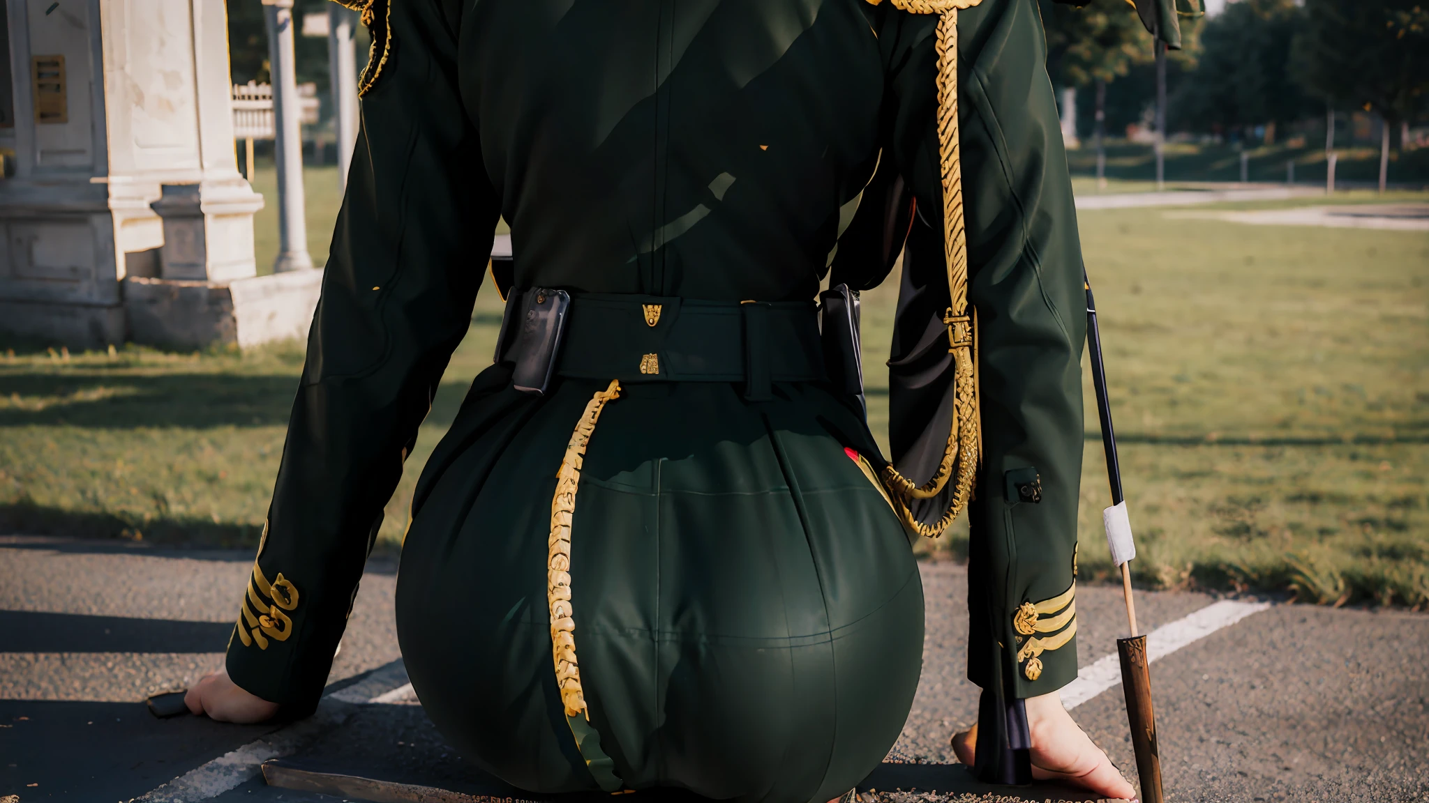 Green military uniform