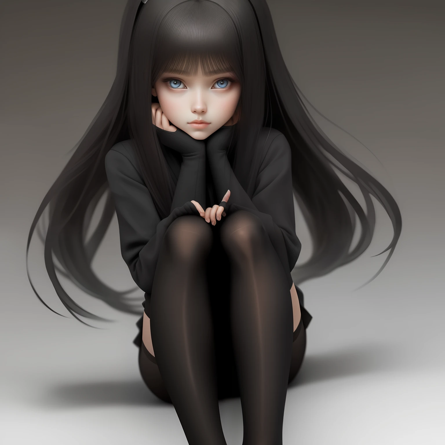 Black stockings Two-dimensional girl Beautiful face