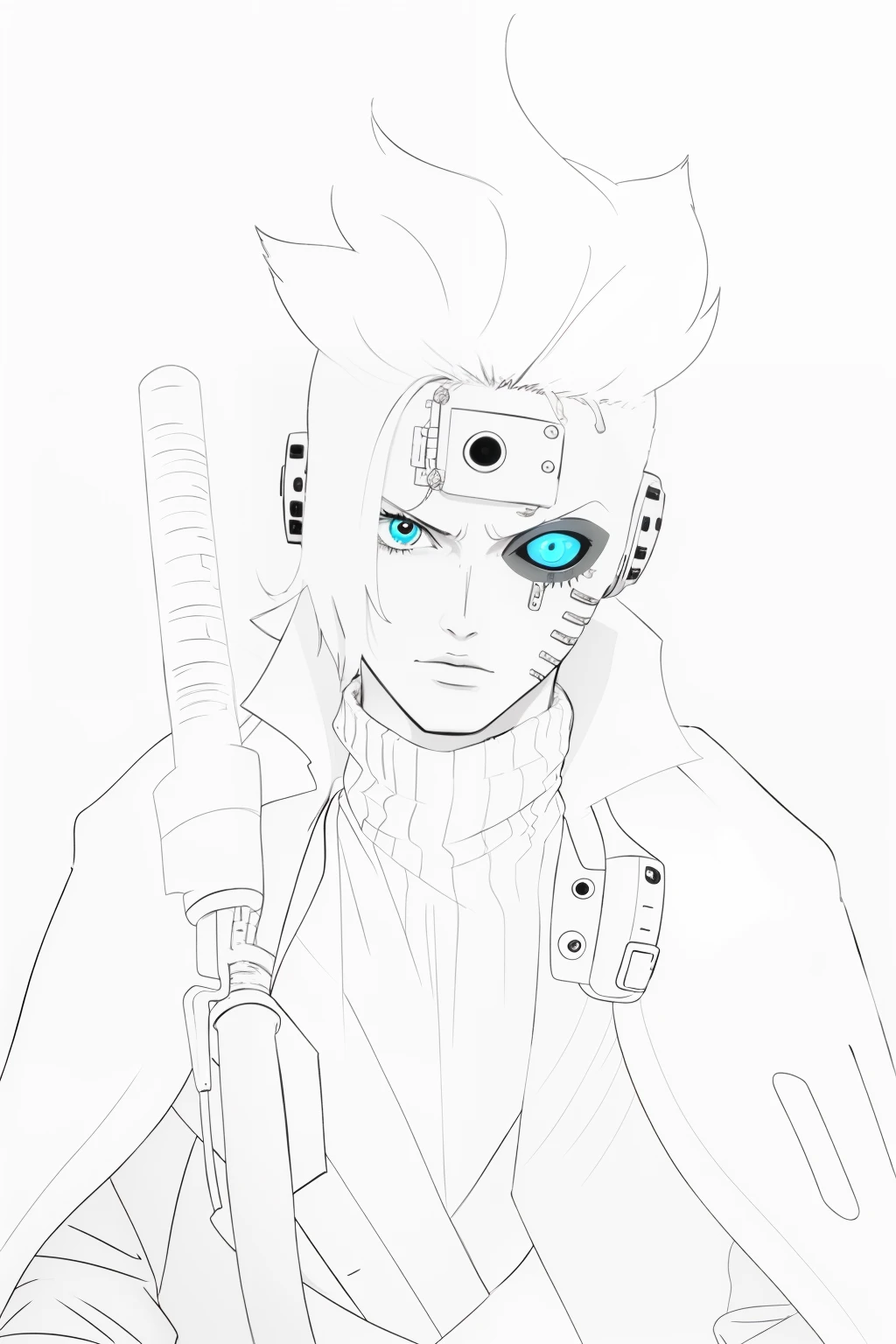 cyber punk perssonage,Junior Cyberpunk,one-eyed,
