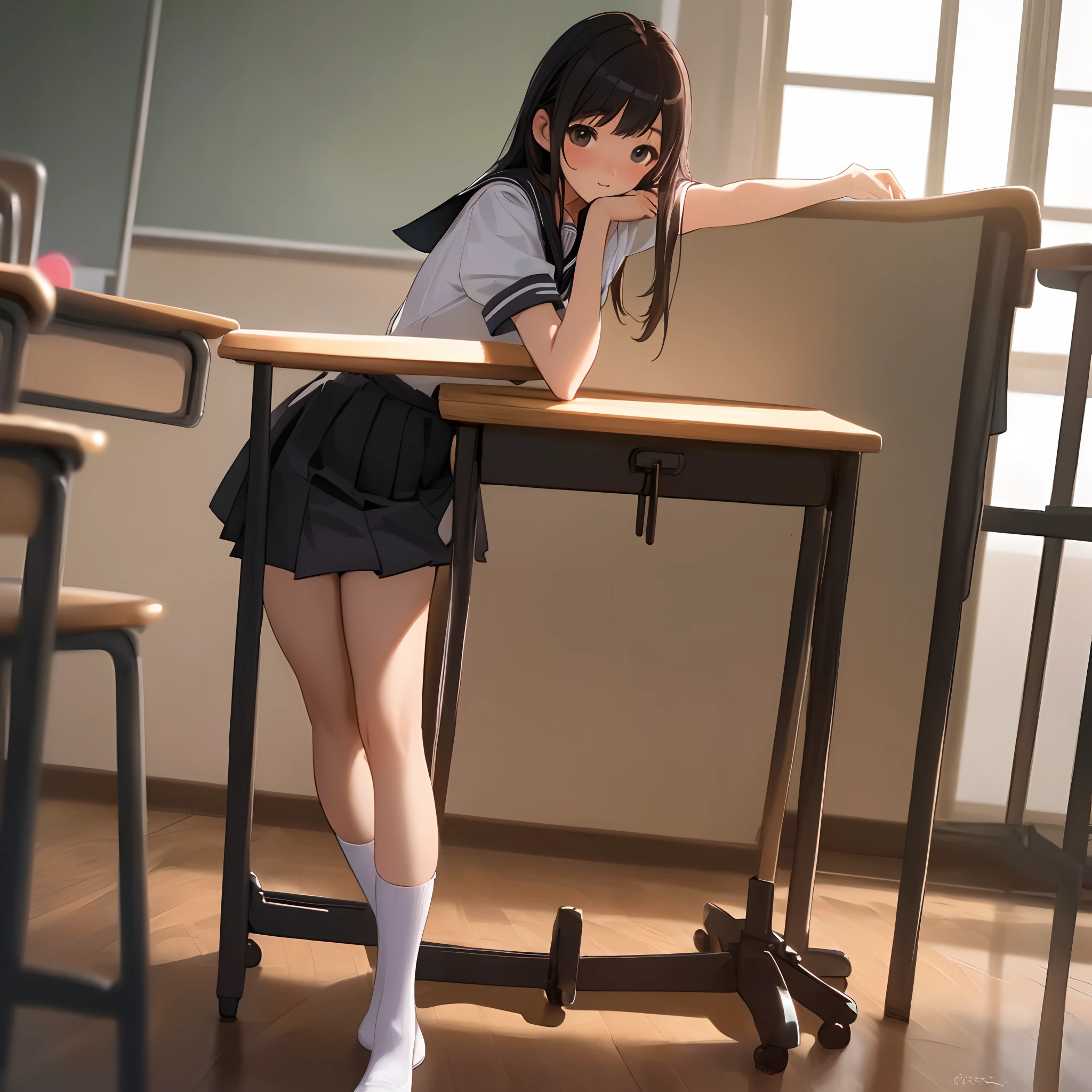 asian girl, hairlong, body complet, standingn, long leges, blackskirt ,pantyhouse, schoolgirl 
classroom, big thighs, (tmasterpiece, beste-Qualit), (8k, photo in RAW format, beste-Qualit, tmasterpiece), (realisti, photo-realistic: 1.2), ultradetailed,