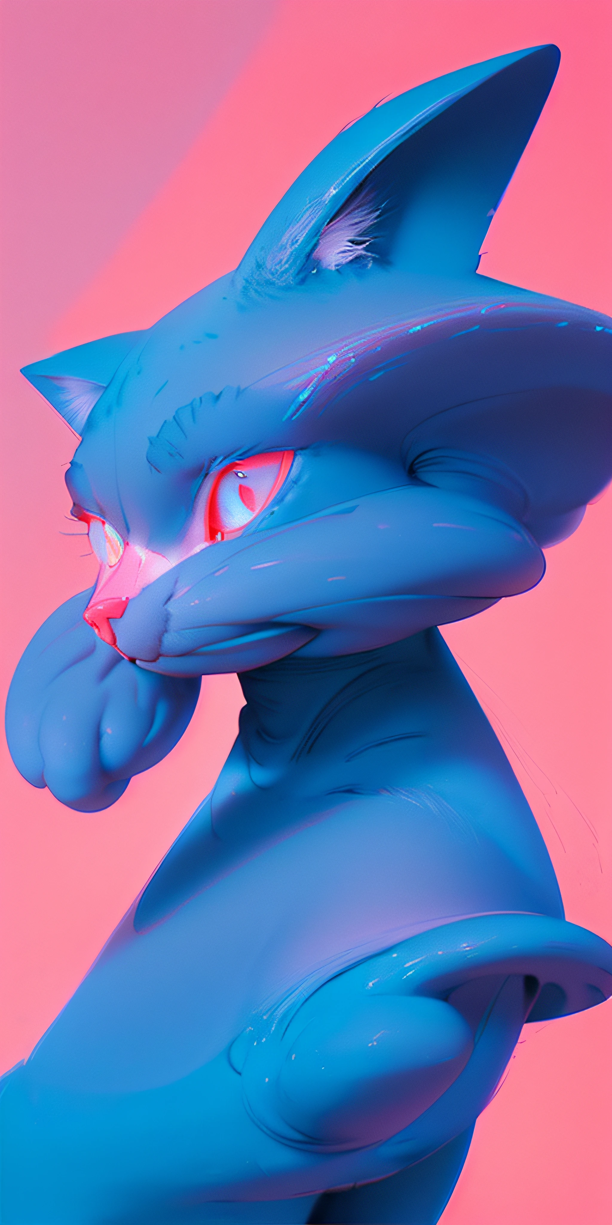 Cat in art, Main color Black, Secondary colorBlue, Pastel pink background, artistic, Sophisticated, Warm style, Shapes include abstract cats, Playful forms, Elegant piece, Textures include fur textures, Smooth paint, Texture of the fabric, The lines contain graceful lines, Natural curves, Delicate silhouette, The shape is elegant, approachable, Expressive, Aesthetic.