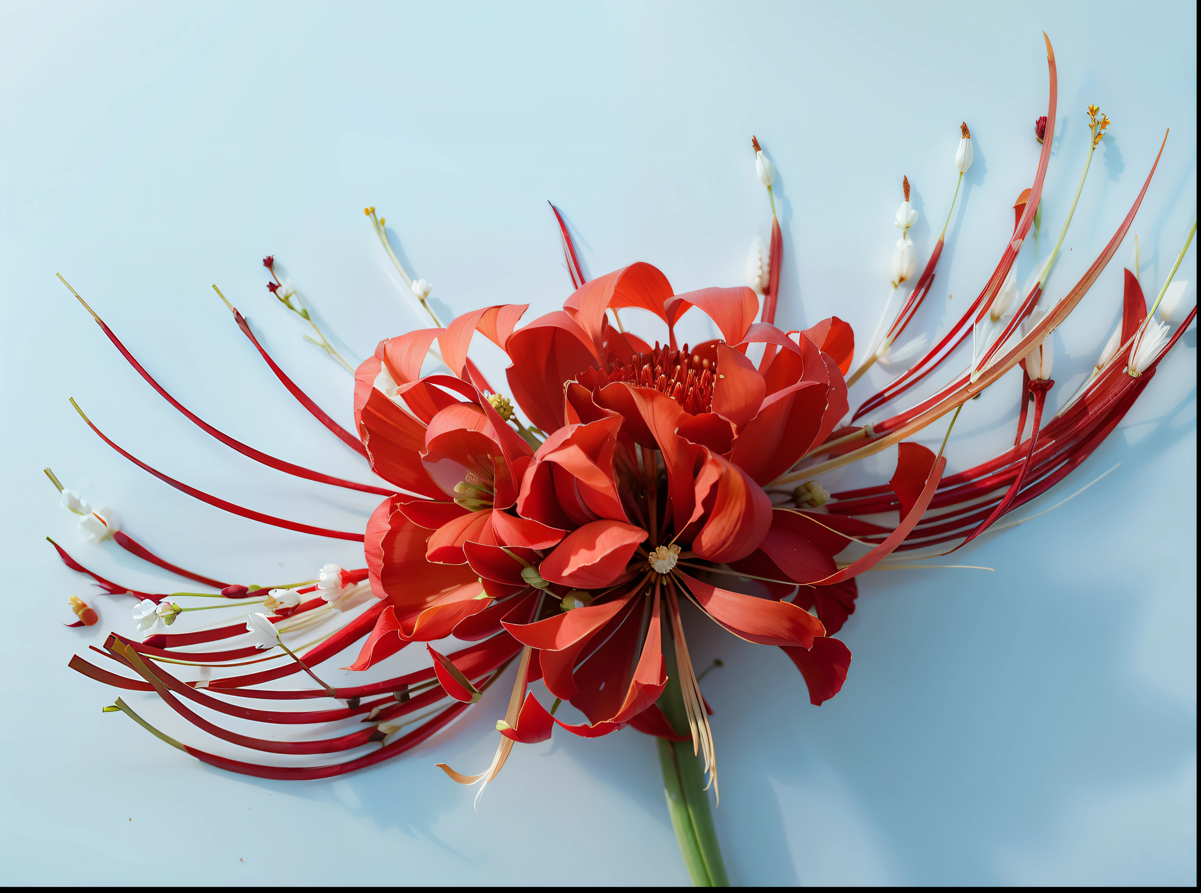 Red garlic flowers，Red garlic flowers，Safflower garlic，Long stamens，There are flower buds