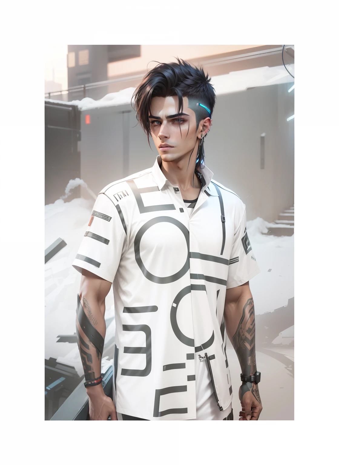 Change background cyberpunk handsome boy, realistic face, ultra realistic, 8k