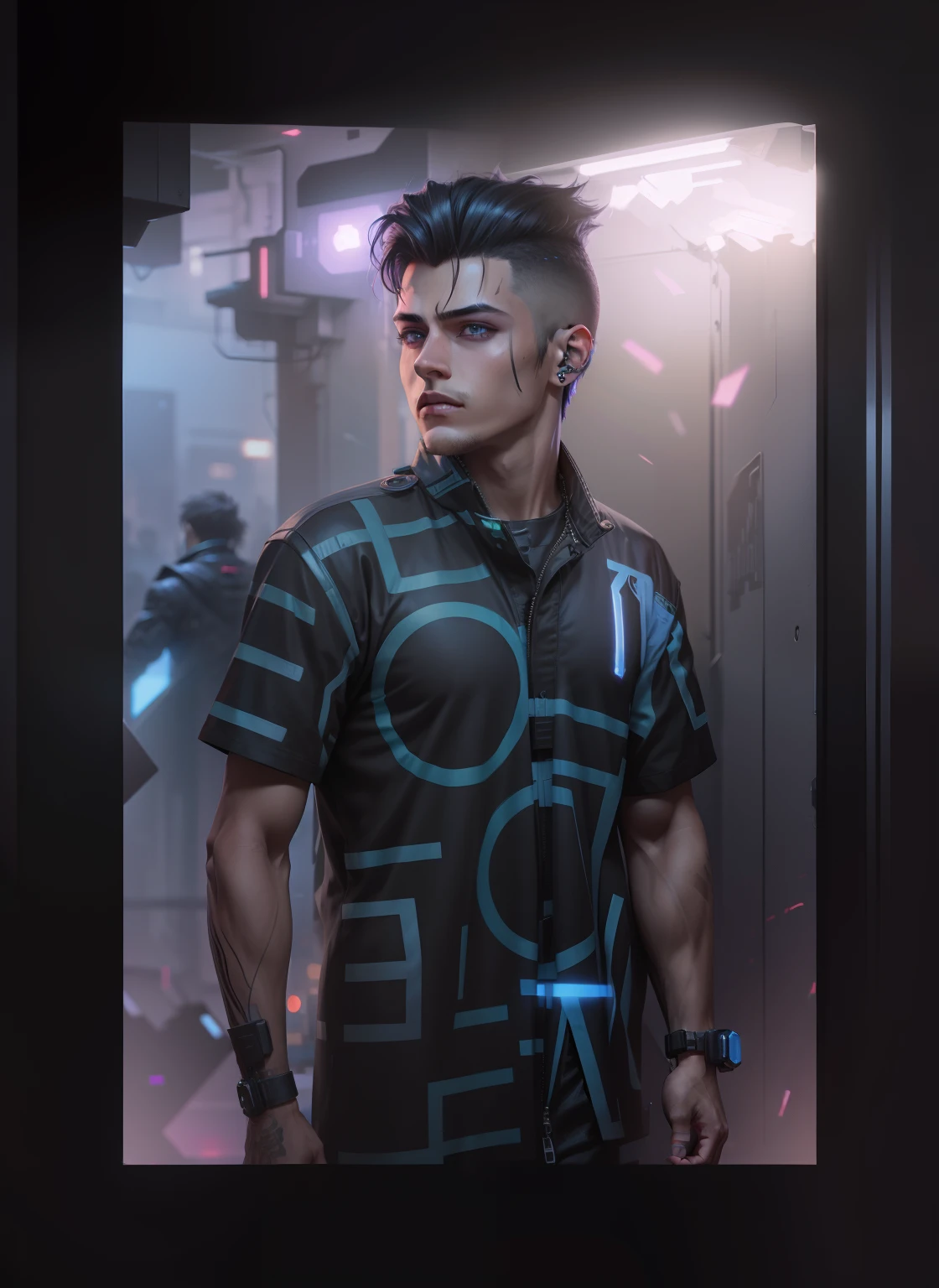 Change background cyberpunk handsome boy, realistic face,, 8k,