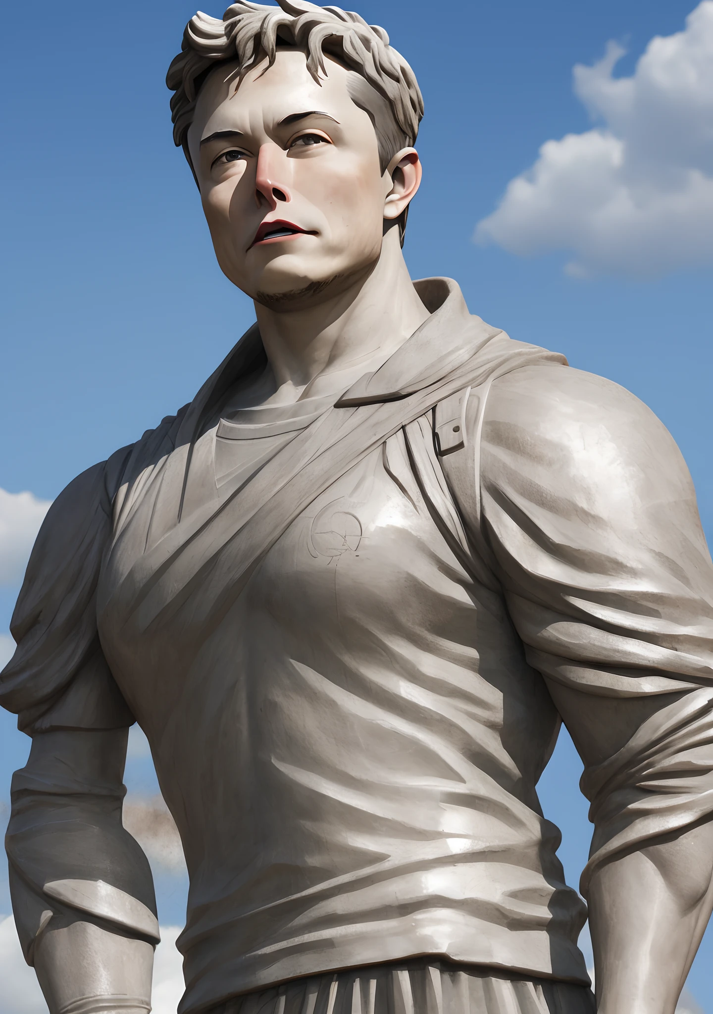 Stoic statue of Elon Musk, with muscles, 8k, realistic