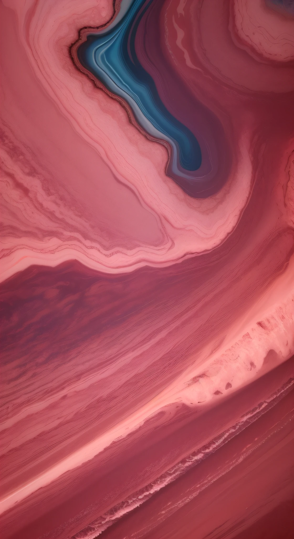 Image of Alfield on pink and red marble surface of ocean waves, Marbling, marbling effect, close-up imagery, Terrain scanning, ocean floor, The lake is a molten gold file, intricate oil sweeps, 16k upscaled image, aerial iridecent veins, liquid marble fluid painting, high res photograph, high res photograph