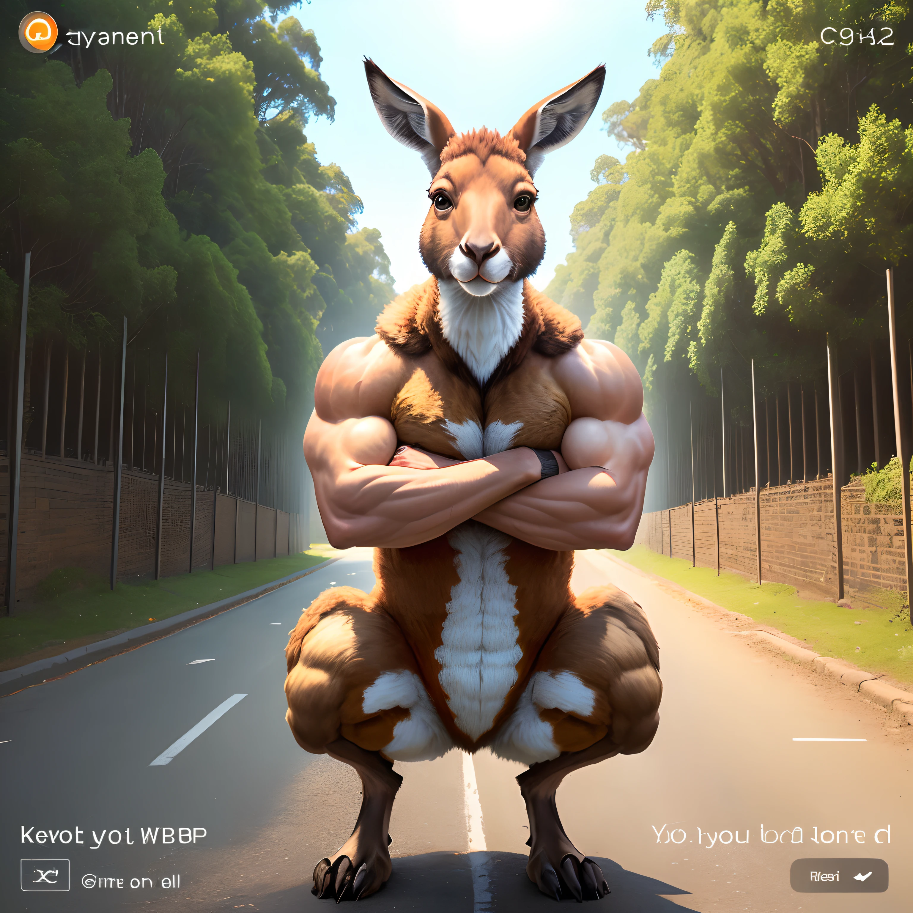Strong and muscular kangaroo crypto meme, funny