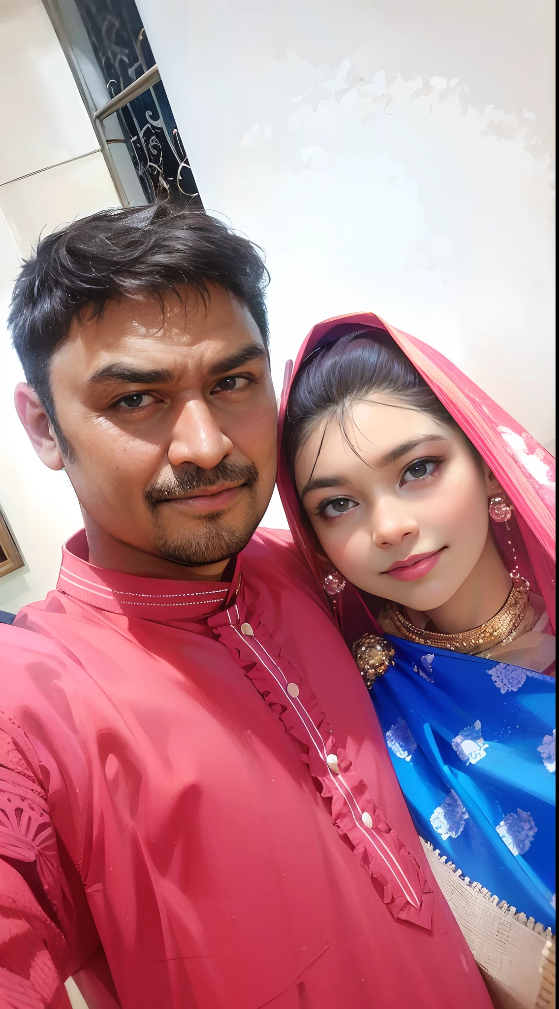 there is a man and woman posing for a picture together, lovely couple, couple, happy couple, very clear picture, couple pose, in love selfie, wife, male and female, very very low quality picture, ghutra and egal, facebook post, photo taken in 2 0 2 0, wpol and sarasti, picture, 8k selfie photograph