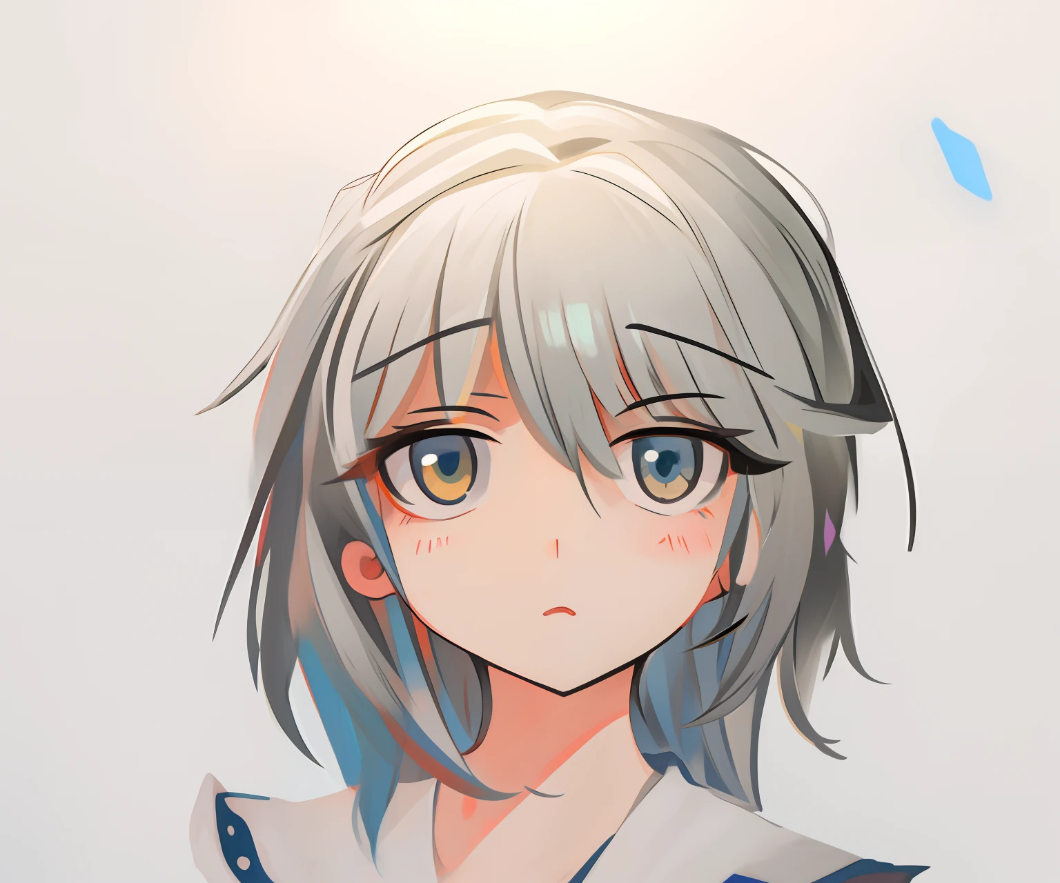 A painting of a girl with long hair and big eyes, anime sketch, Line sketch!!, Detailed anime soft face, flat anime style shading, anime shading), clean anime outlines,, Anime face, fubuki, Detailed anime face, anime shading, Bored expression, cute anime face, sketchy artstyle, Cute natural anime face, Surrealist ray-traced optical illusion chiaroscuro fang hair bobblesreflection light