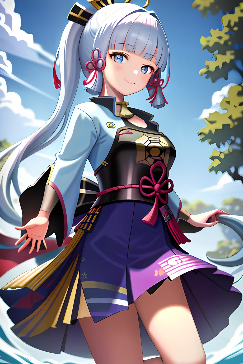 masterpiece, highres, best quality, 1girl solo, kamisato_ayaka, smile, kimono