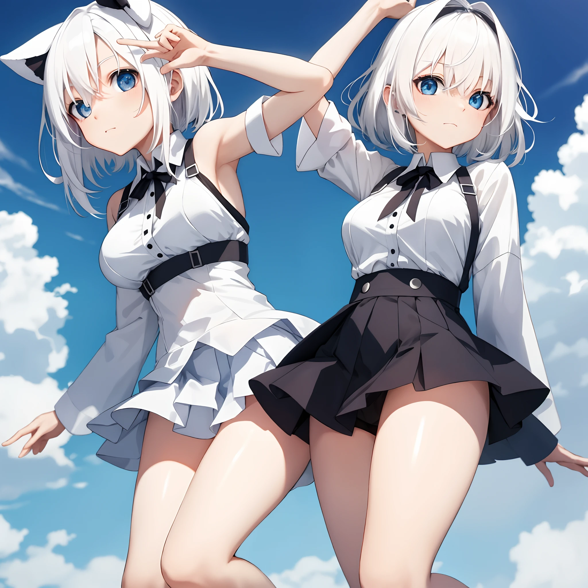 Two-dimensional loli white hair，mediuml breasts