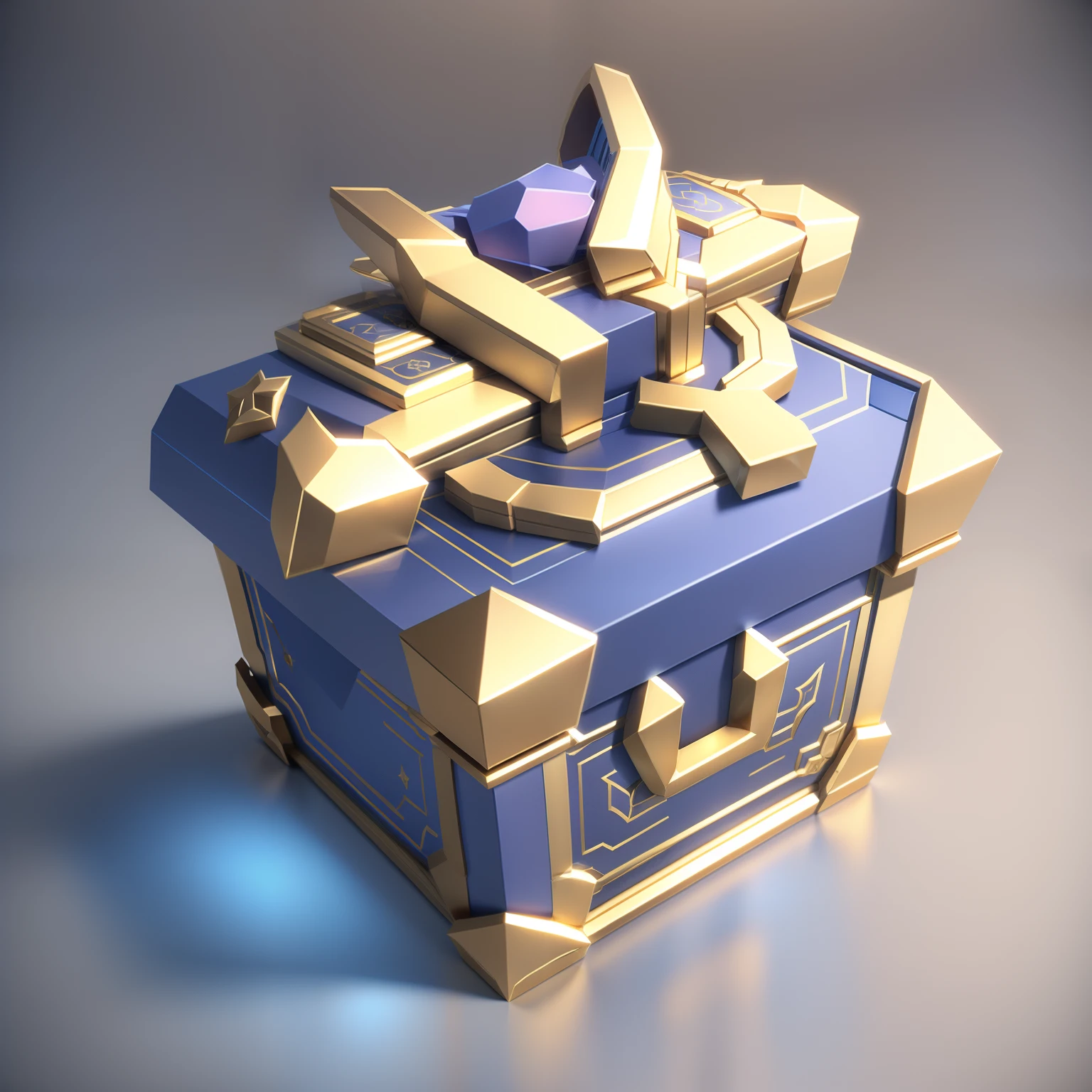 White gift box,Tied with a blue ribbon,gameicon,ornate decoration,tmasterpiece,best qualtiy,ultra - detailed,tmasterpiece,HD transparent background,a 3D render , Blender cycle, volumettic light, No Man,reification,fanciful