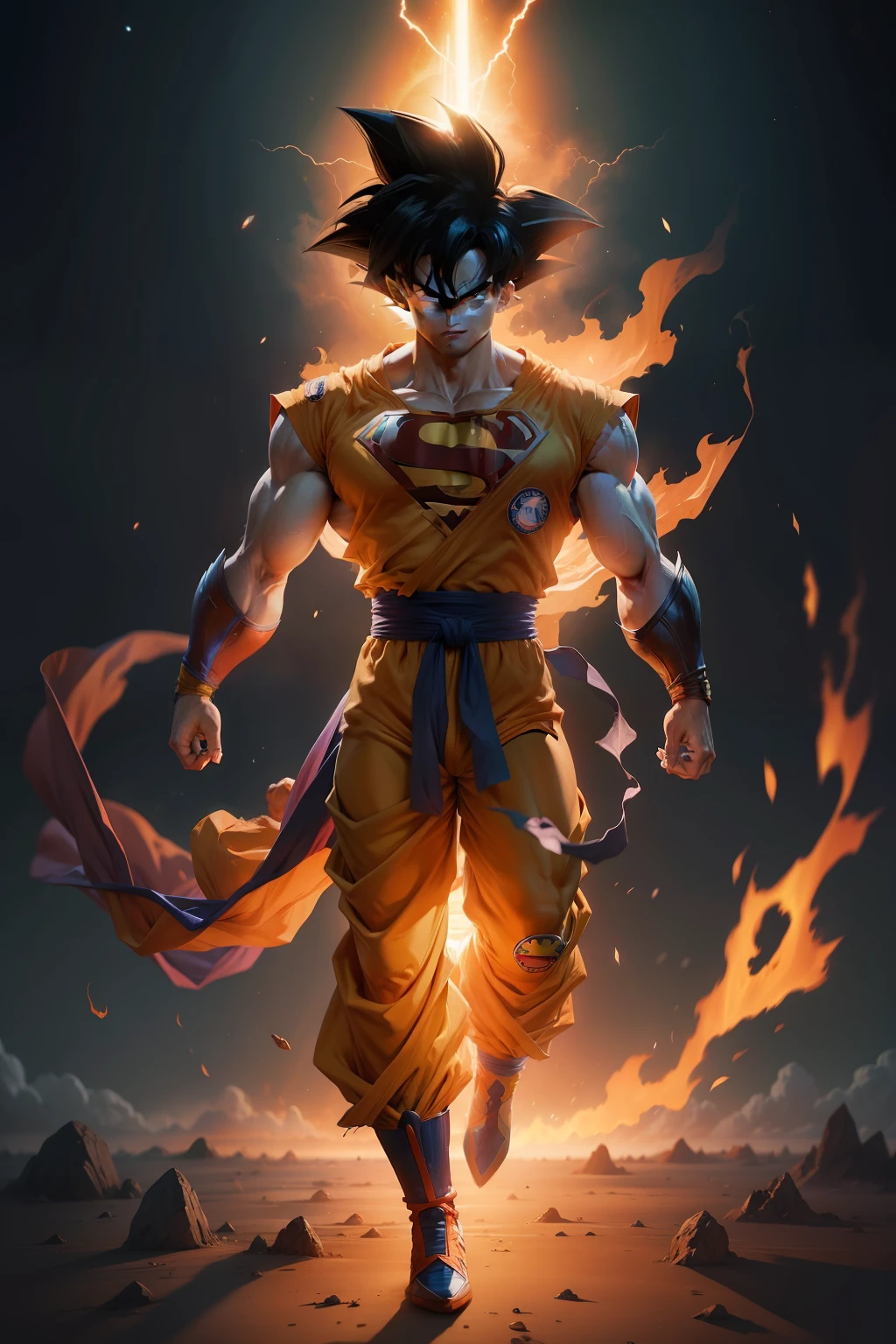 Superman fusion Son Goku (Dragon ball): of superheroes facing cosmic challenges.